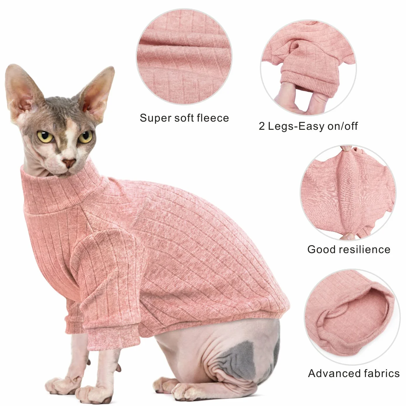Pull à Manches Longues pour Chat Sphynx, Veste d'Hiver sans Poils