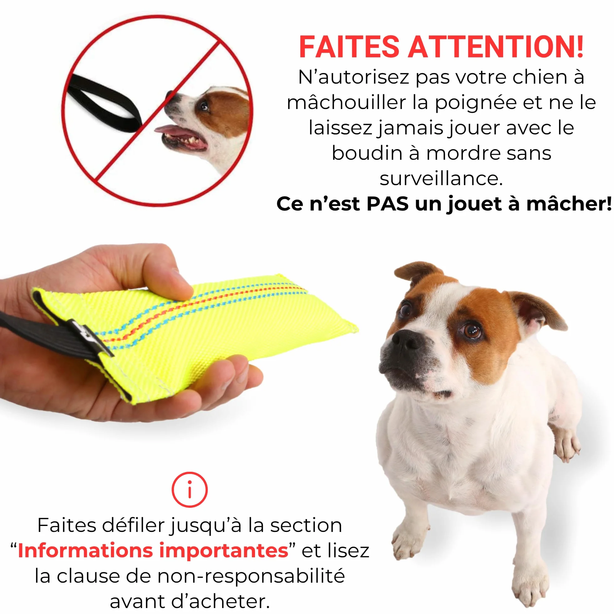 Bull Fit Bungee Boudin Jouet pour Chien 30 cm Anse Tuyaux Lance Incendie Robuste Mordant