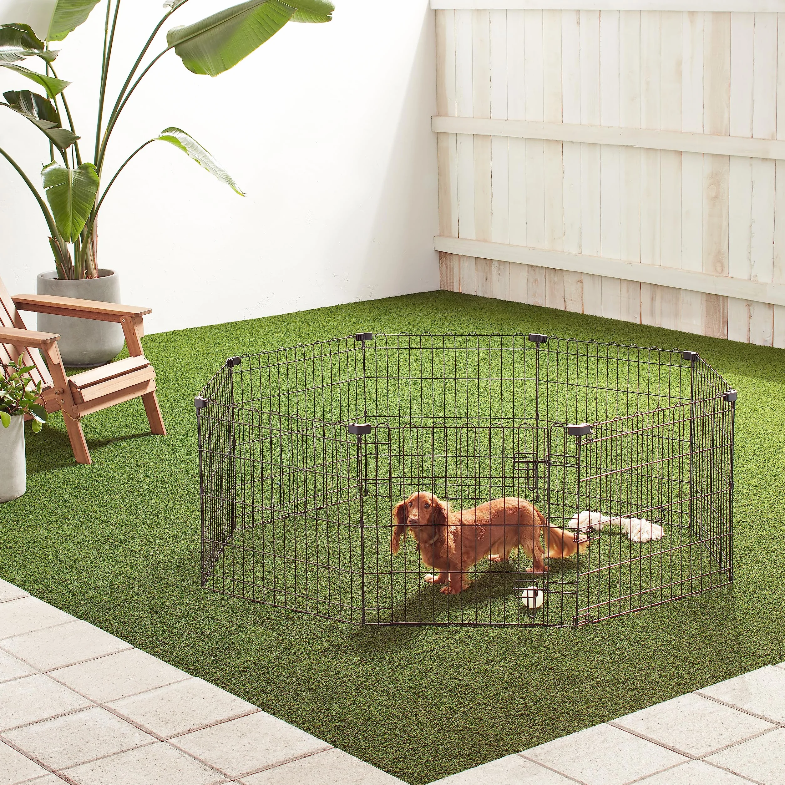 Amazon Basics Parc de jeu pliable en métal pour chiens 61 cm Noir Carré