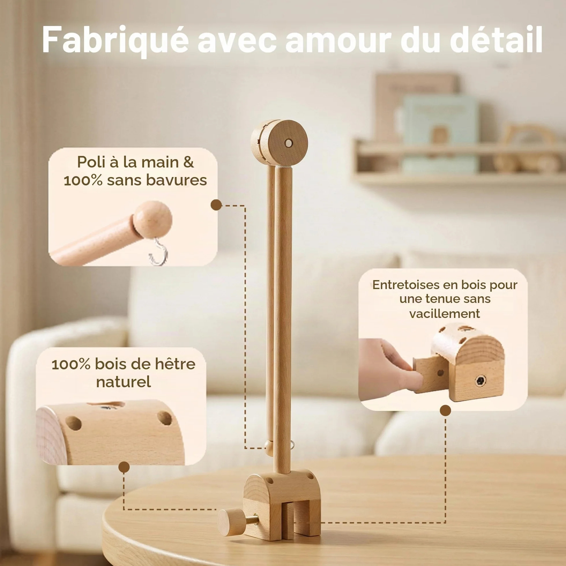 Support Mobile Bébé Réglable en Hauteur pour Lit de Bébé, Table à Langer, Parc, 0-6 mois