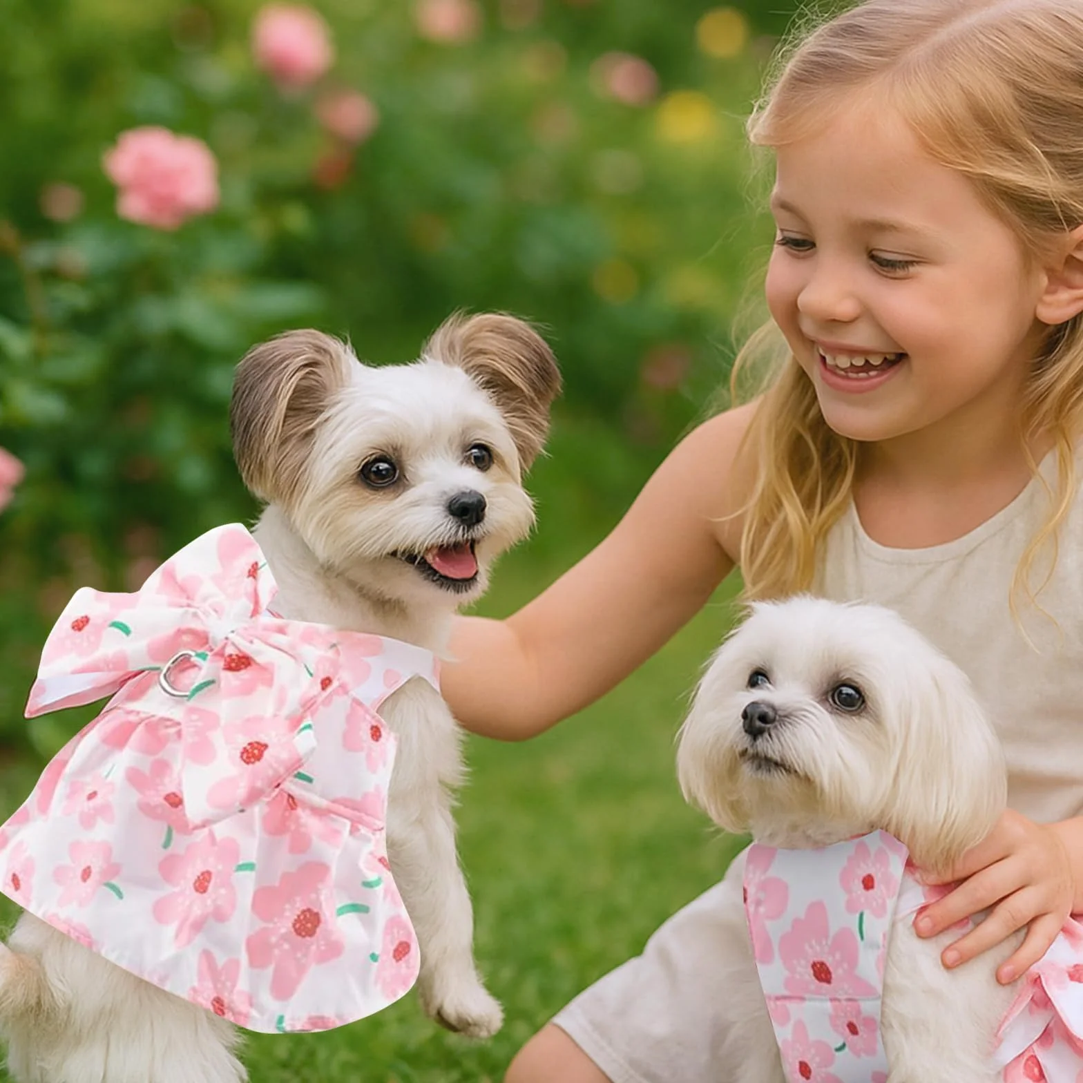 Robe Harnais pour Chien avec Laisse pour Petit Chien Jupe Respirante (L)