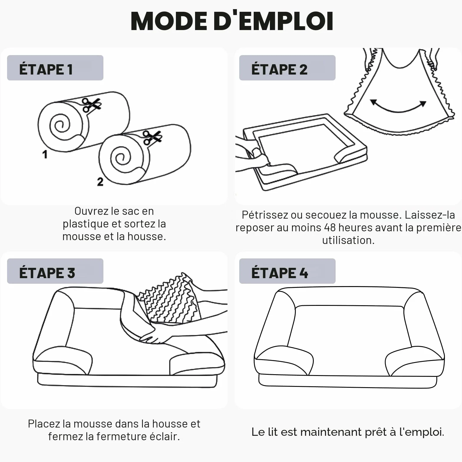 JOEJOY Panier Chien Grande Taille Orthopedique Memoire de Forme Lit pour Chien Dehoussable Lavable Coussin Nid d'abeille Imperméable Gris Foncé