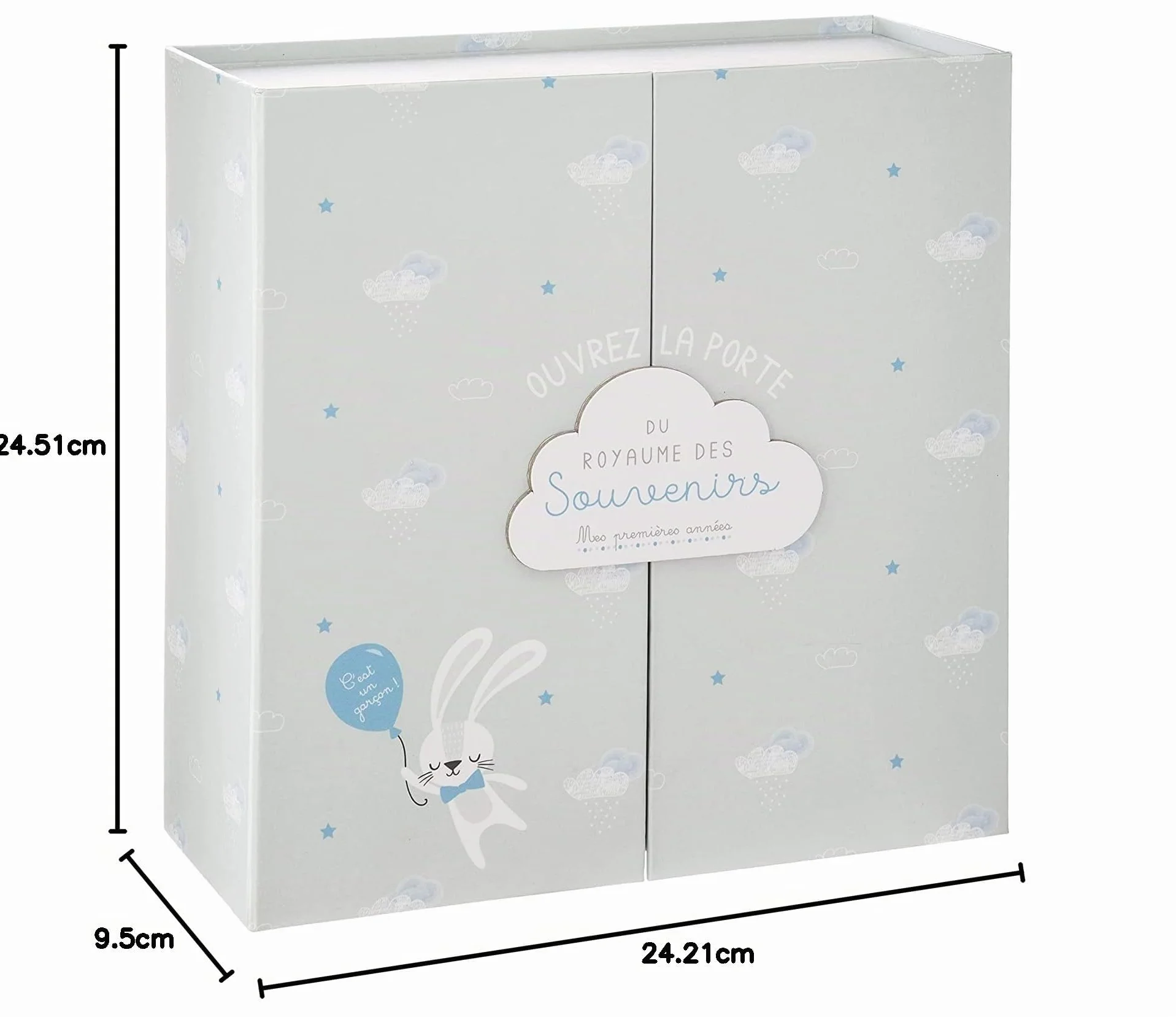 Coffret Souvenir Naissance Garçon 24.5 x 24.2 x 9.5 cm Blanc