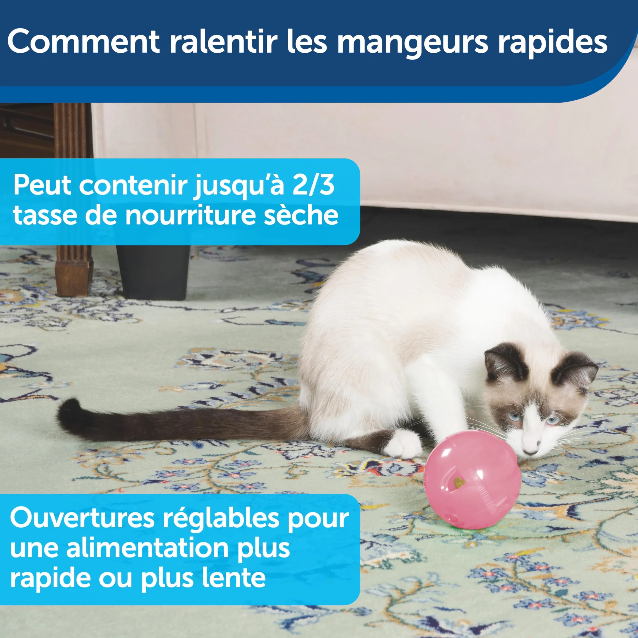 PetSafe SlimCat Jouet Distributeur de Croquettes pour Chat, Interactif à Friandises, Rose, 150 ML