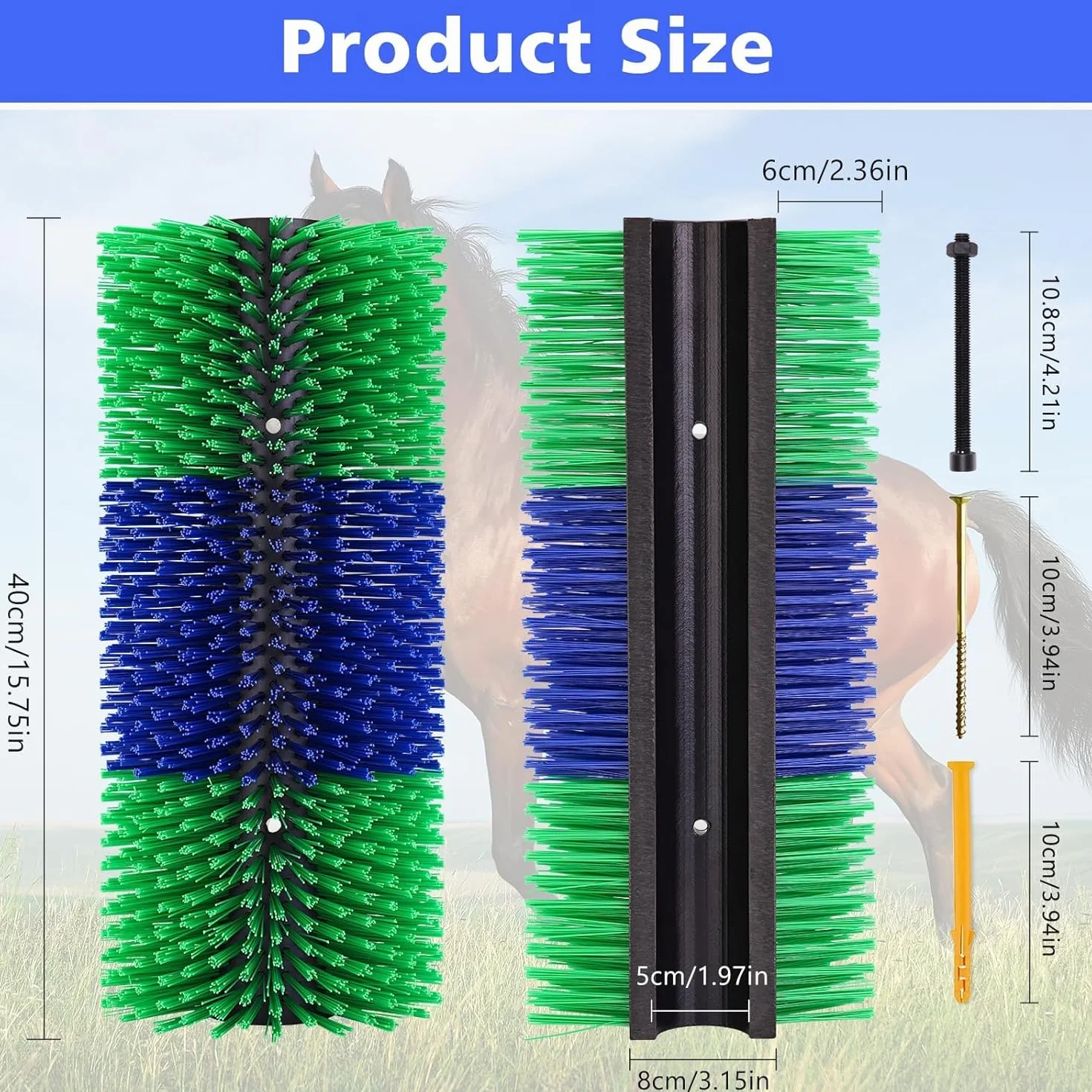 Brosses à gratter pour bétail, brosse de massage complet pour chevaux, vaches, moutons, cochons (2 pièces)
