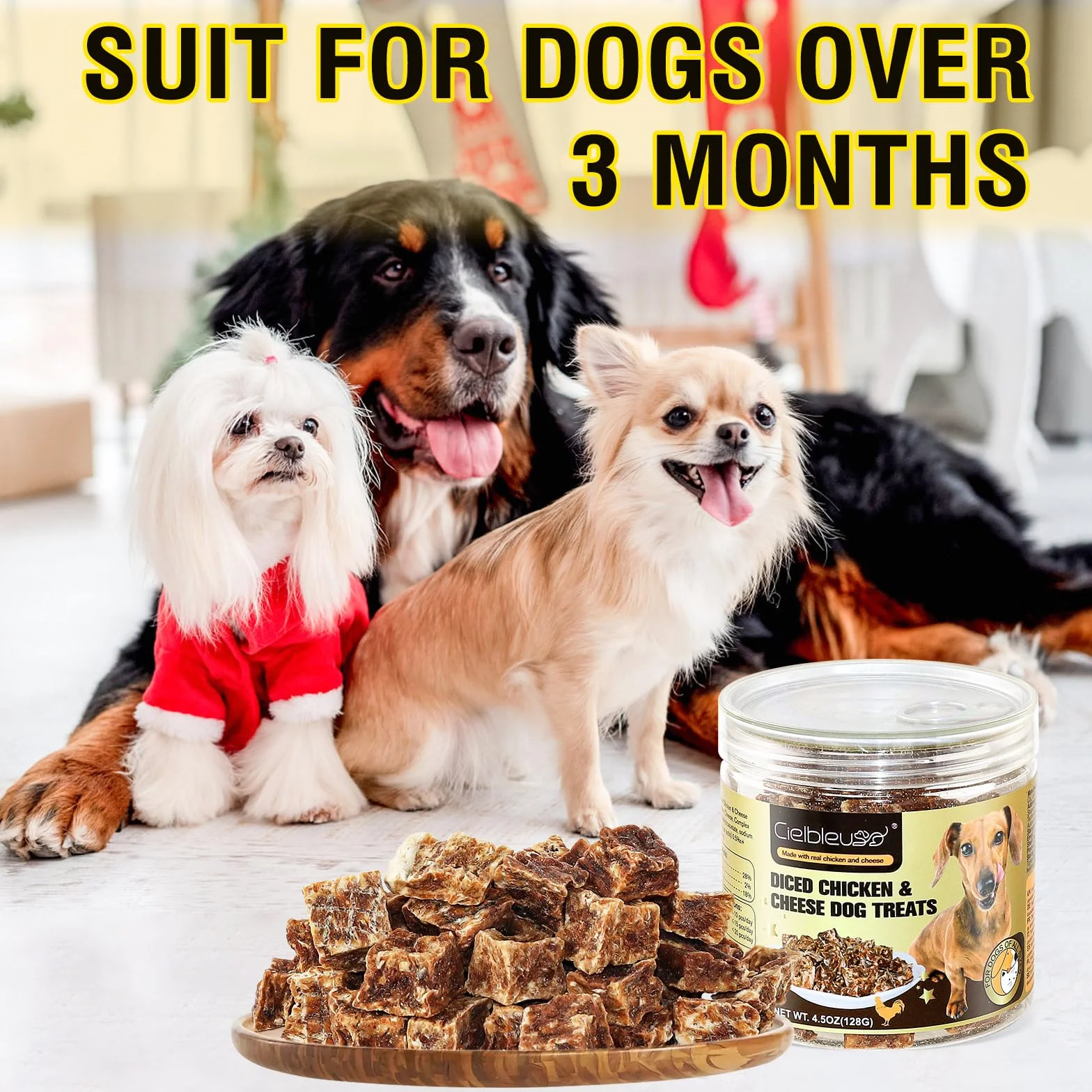 Friandise pour Chiens Poitrine de Poulet Cuite au Four et Fromage sans Céréales 128g