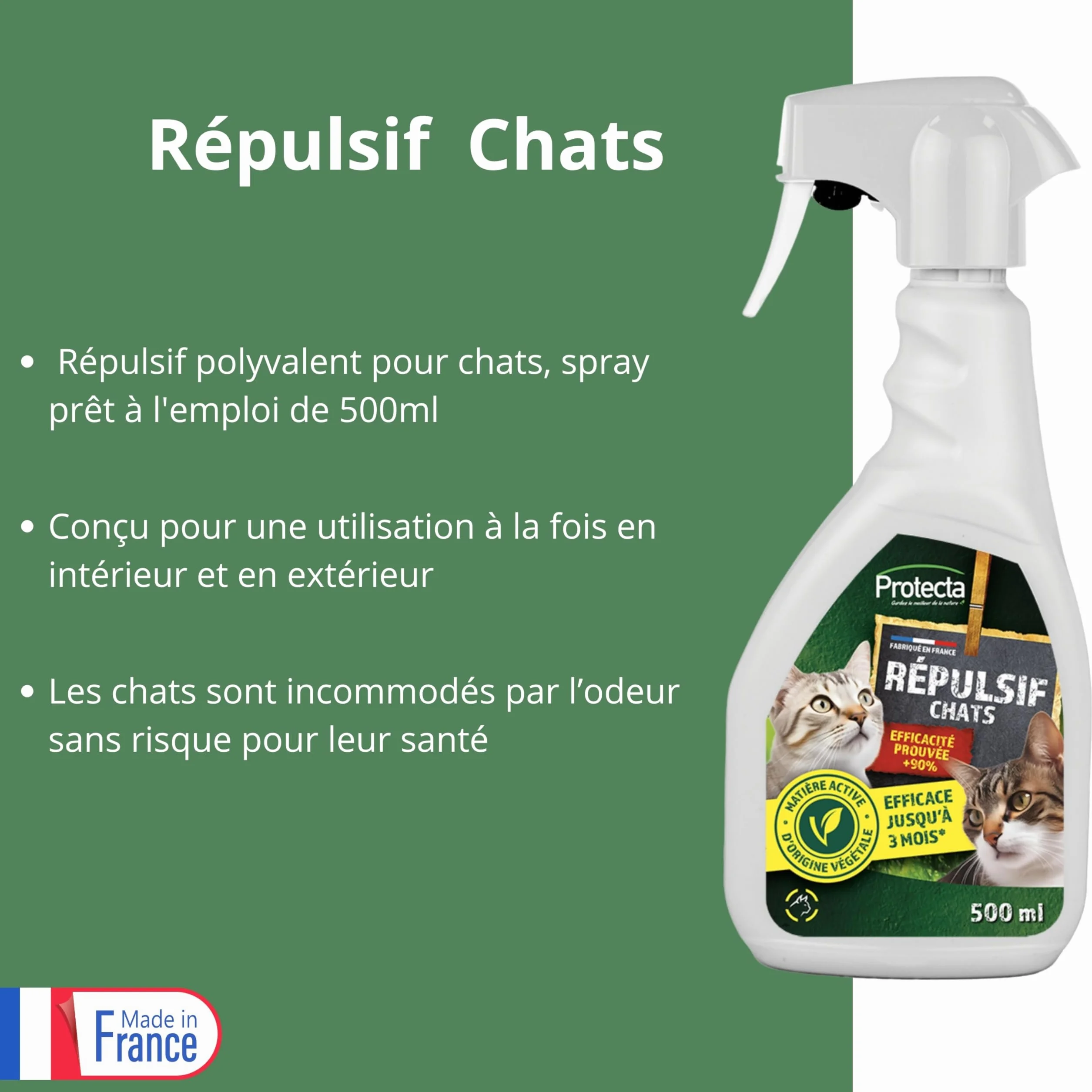 Répulsif Chats Intérieur Extérieur Spray Anti-Griffure Marquage Urinaire 500ml Protection Mobilier Jardins