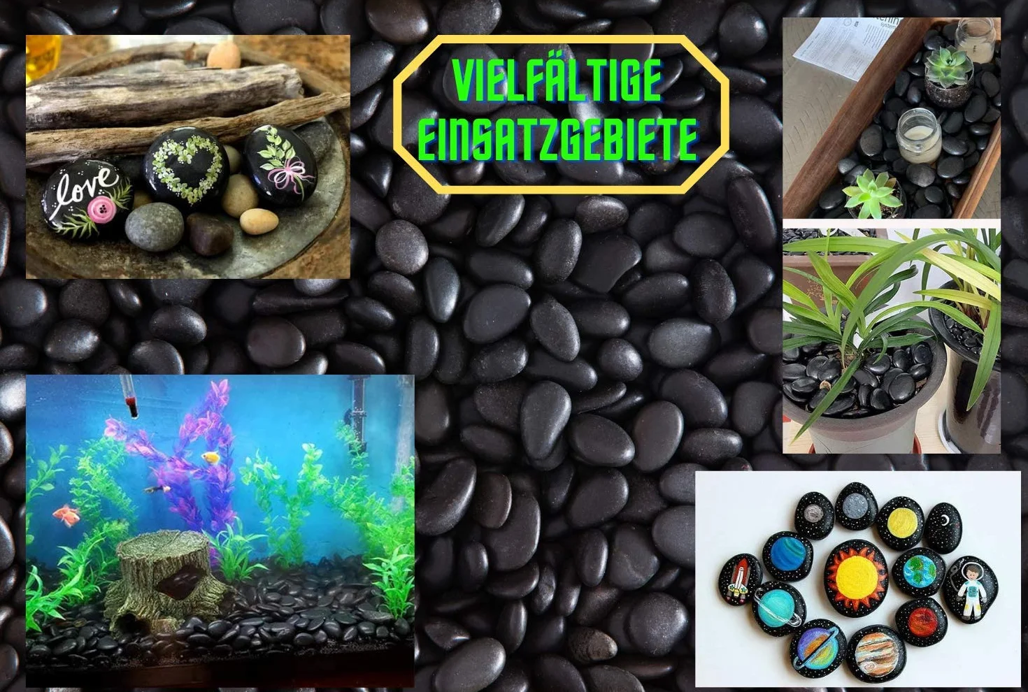 Gravier Aquarium Pierre Galets Décoration Noire 20-40mm 950gr