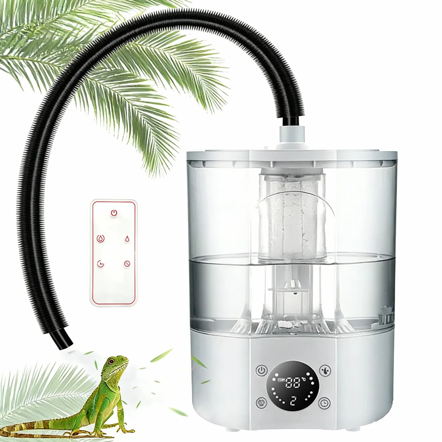 Humidificateur pour Reptiles 4 L Grand Réservoir Brumisateur pour Terrariums avec Télécommande et 2m Tuyau Diffuseur Ultra-silencieux
