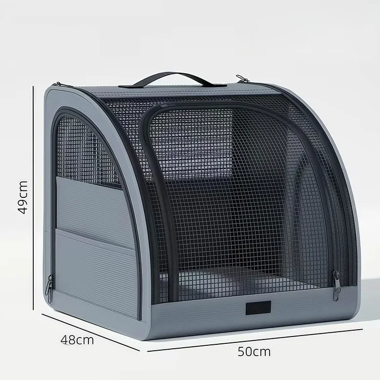 Cage de Transport Chien pour VW T-Roc/T-Cross/Multivan, Caisse Chien Voiture Coffre Siège Arrière, Tissu Oxford Respirant 3 Portes Éclair d'Habitacle,Grey