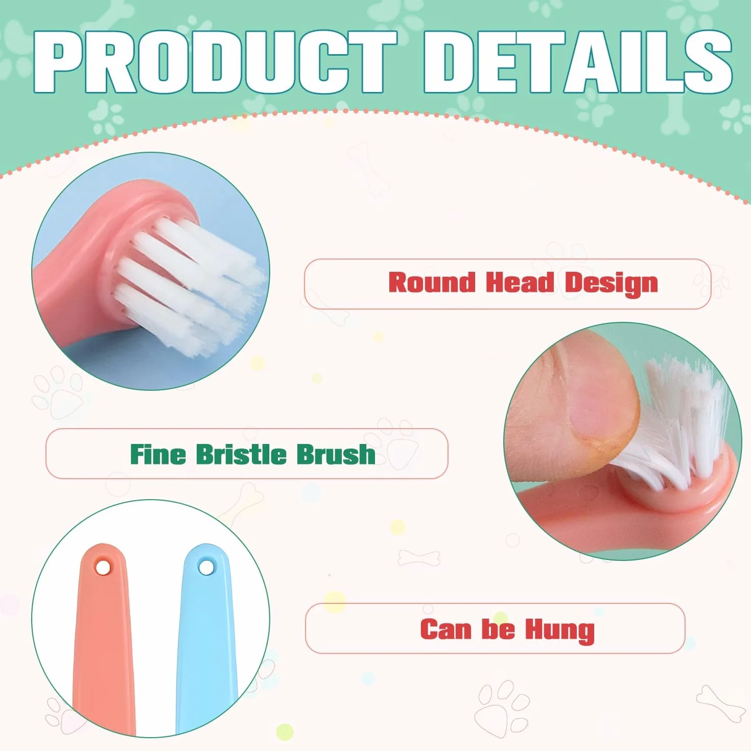 Lot De 9 Brosses à Dents Pour Chien, Brosse à Dents Pour Chat Kit de Nettoyage en Profondeur Portable Fournitures Soins Dentaires Pour Chiot Mini Tête Souple Réduit Tartre Nettoyage de la Bouche