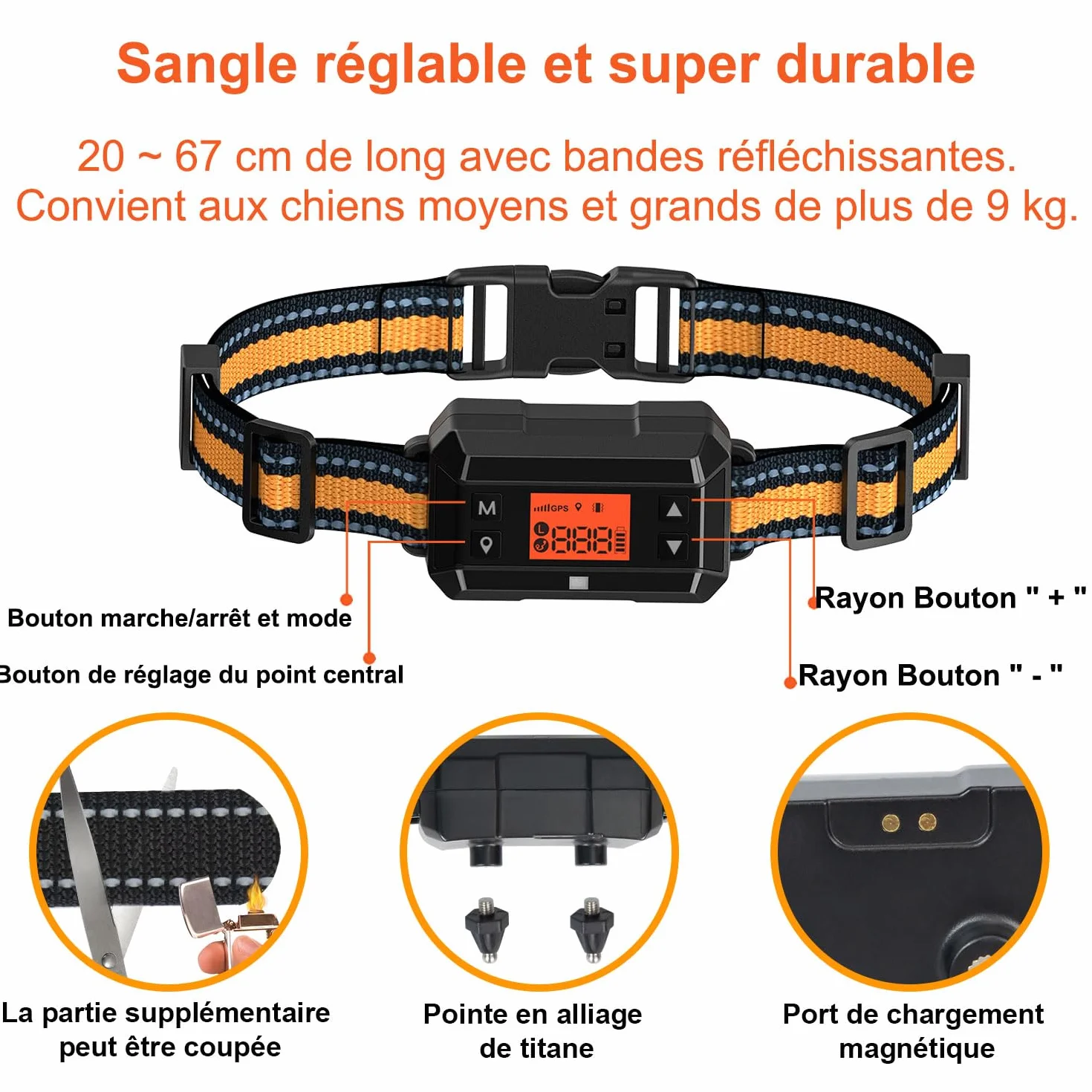 Collier Anti Fugue GPS sans Fil pour Chien IPX7 Étanche 30-999M Réglable