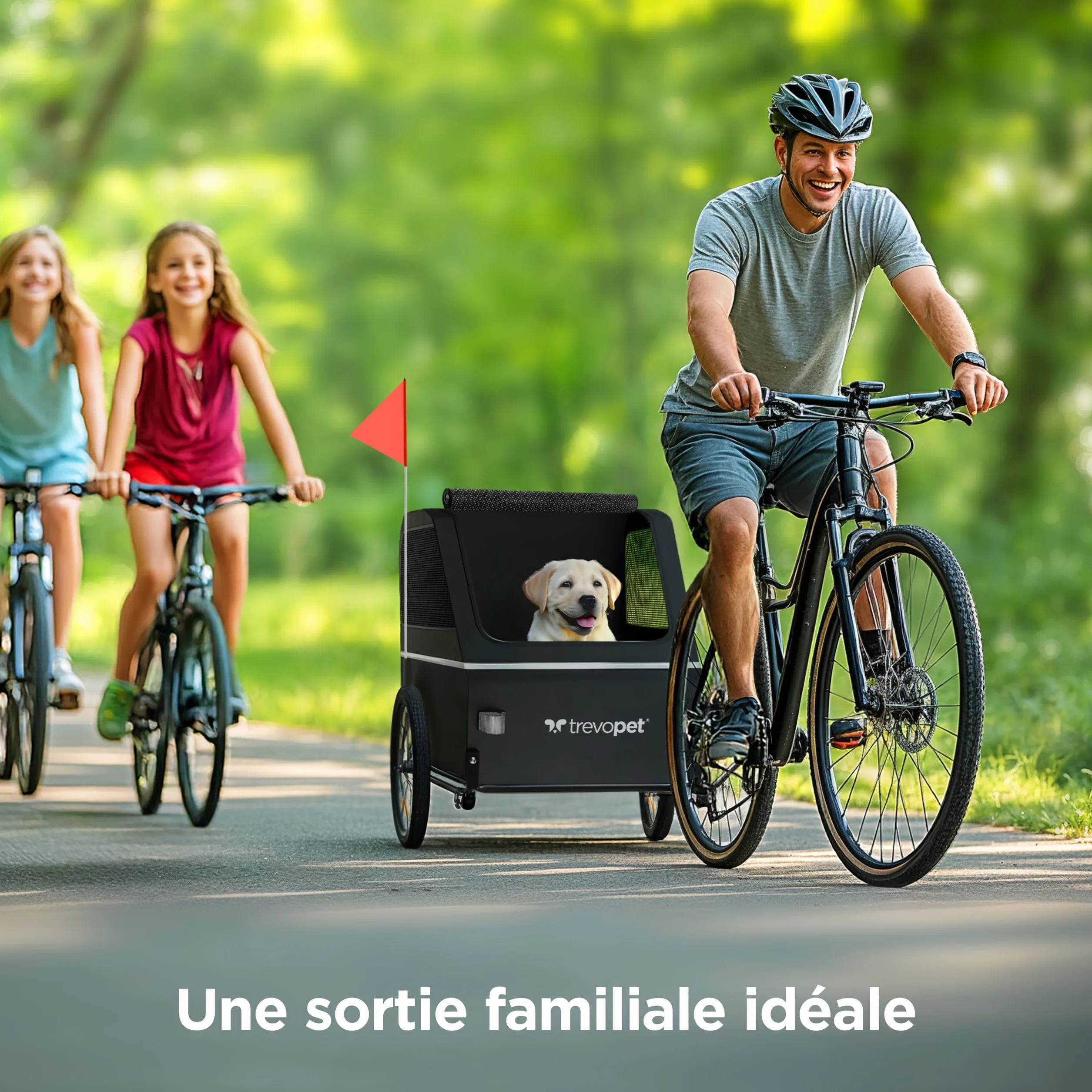 Remorque Velo Chien XL Pliable avec Rampe et Suspension 45kg Compatible Vélos Électriques