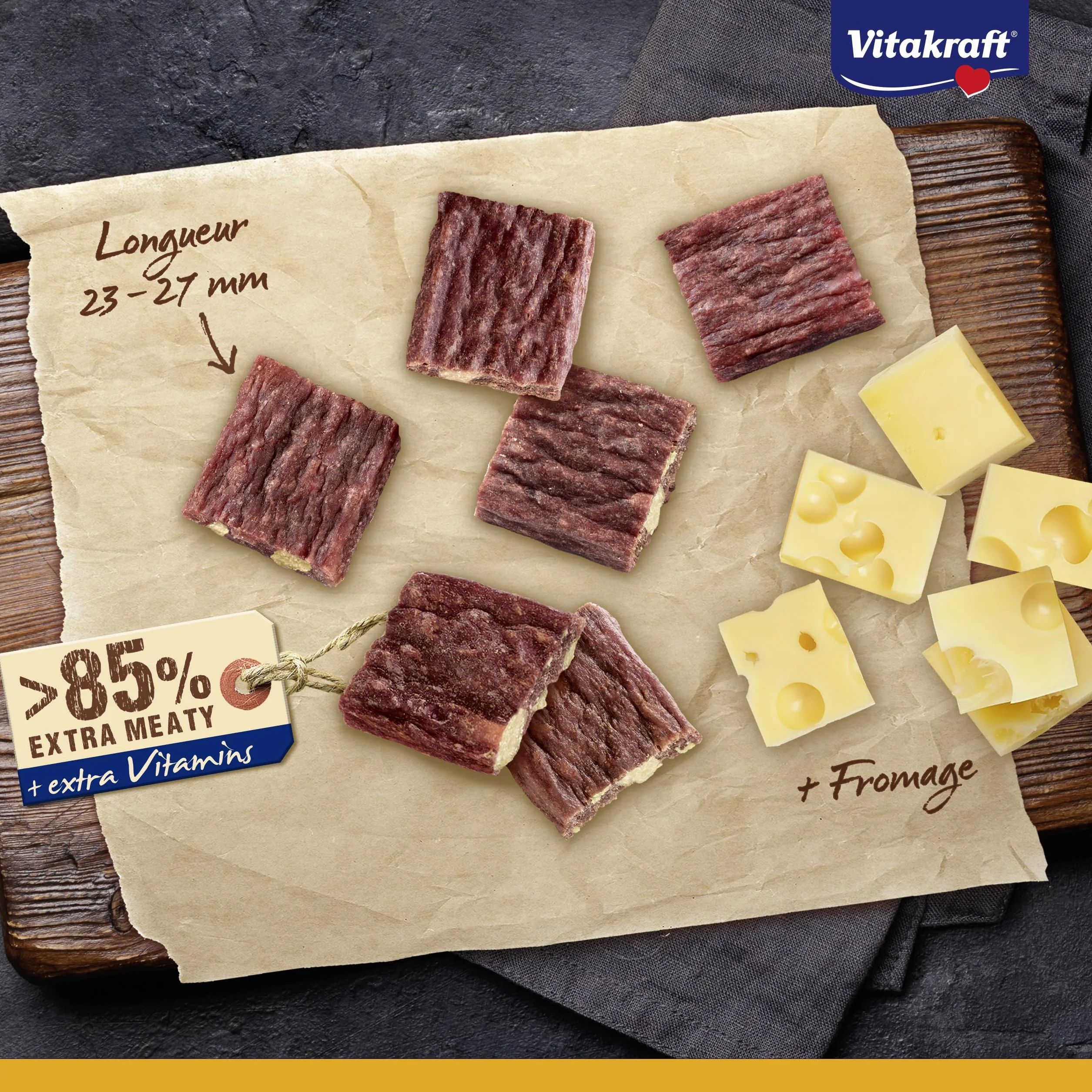 VITAKRAFT Beef Stick Quadros Friandises pour Chiens Sticks Viande Fromage sans Sucres Ajoutés 70G