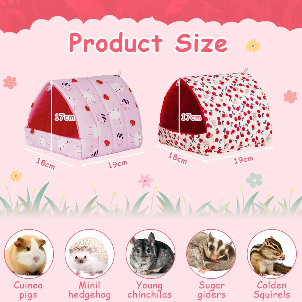 HOTUT Maison pour Cochon d'Inde 2 Pièces Cabane Grotte Chauds Petits Animaux Hiver Lapin Nain Chinchilla Hérisson Cobayes Ecureuils