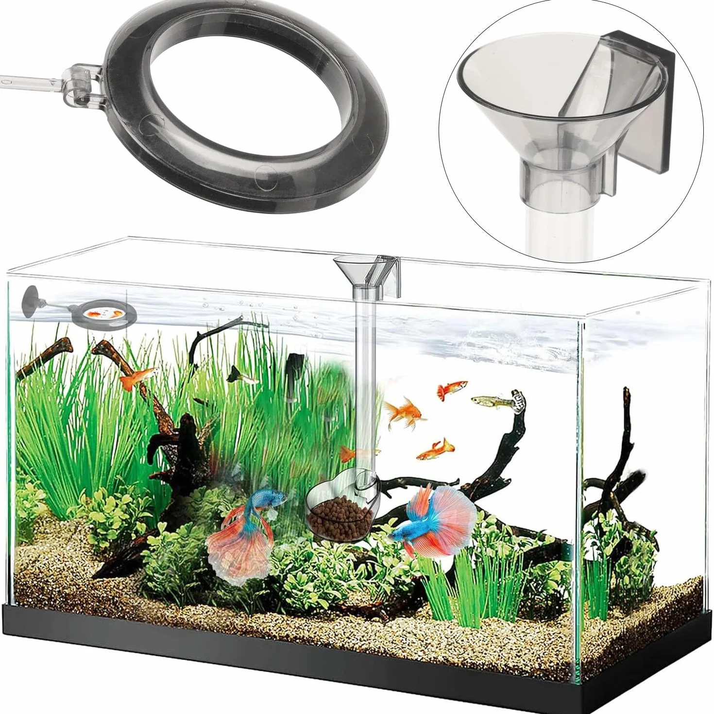 Aquarium Fish Feeder Tube Kit, Tube Alimentation Crevettes Acrylique, pour Aquarium Crevettes Cristal