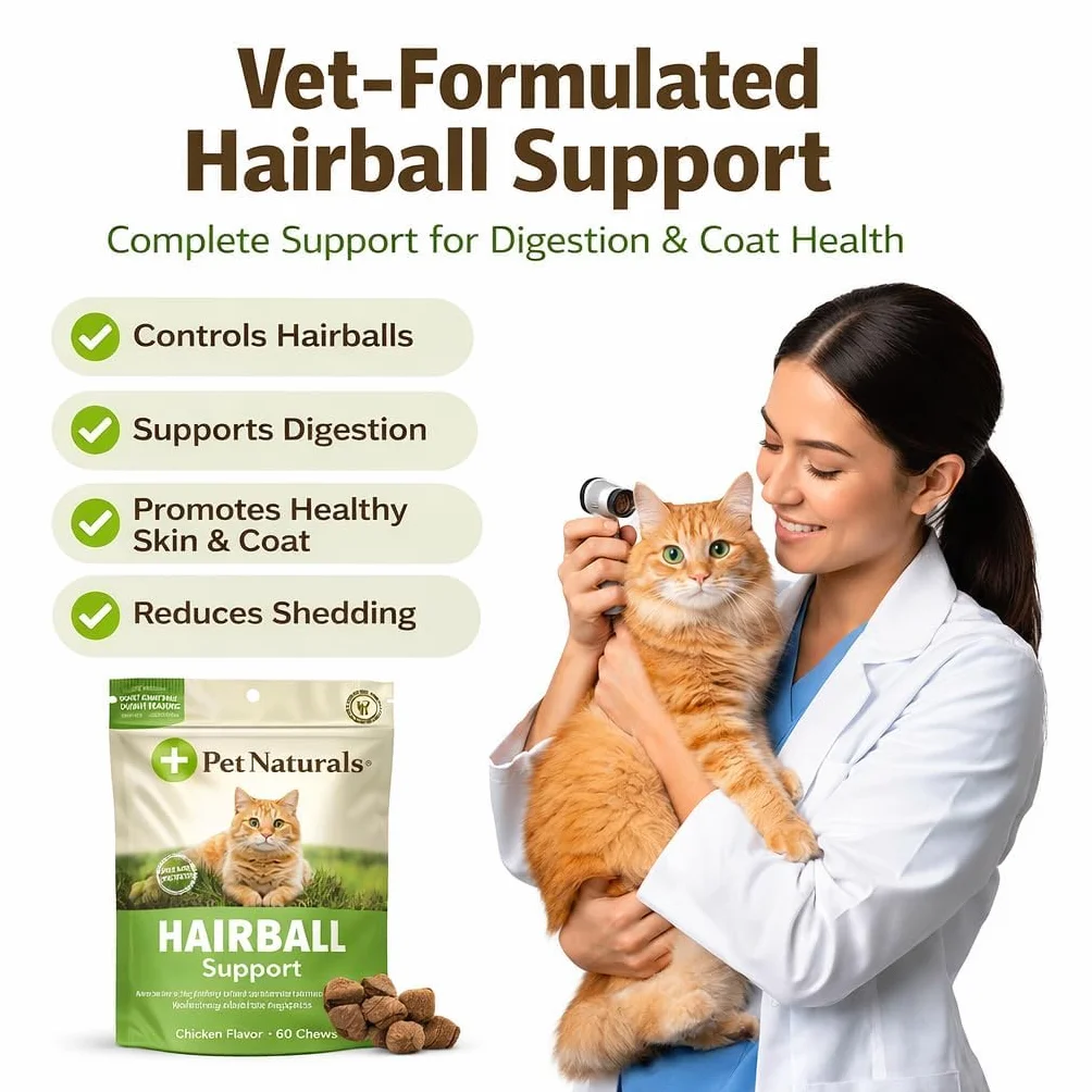 Pet Naturals Hairball friandises à mâcher au Poulet Suppléments contrôle Boules de Poils Soutien digestif Chat