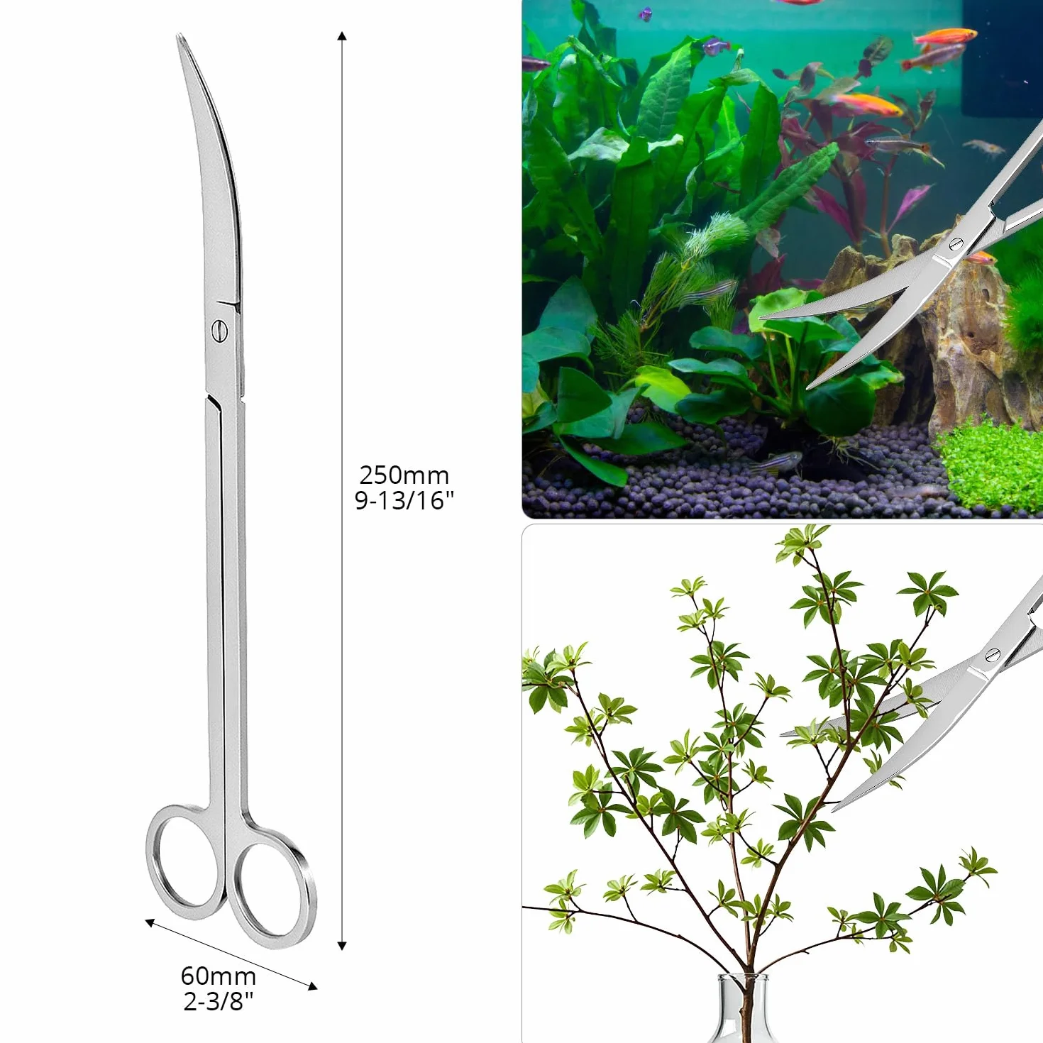 QWORK 4-en-1 kit aquascape aquarium, ensemble ciseaux pincettes spatules acier inoxydable