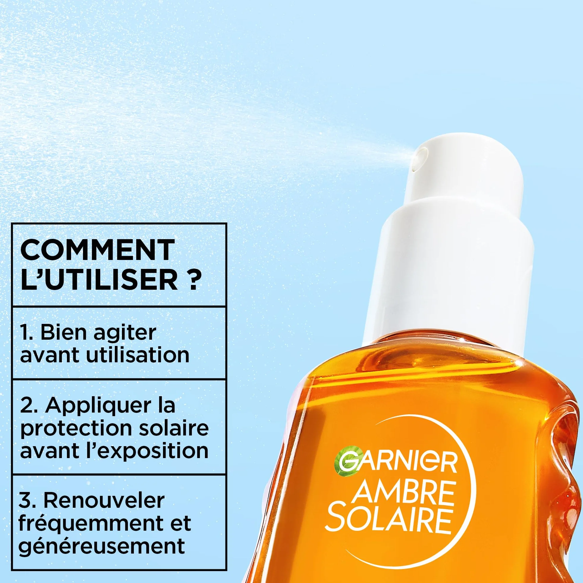 GARNIER Ambre Solaire Eau Biphase UV Sensitive Expert+ SPF 50 Visage Corps Cheveux Protection Solaire 150ml