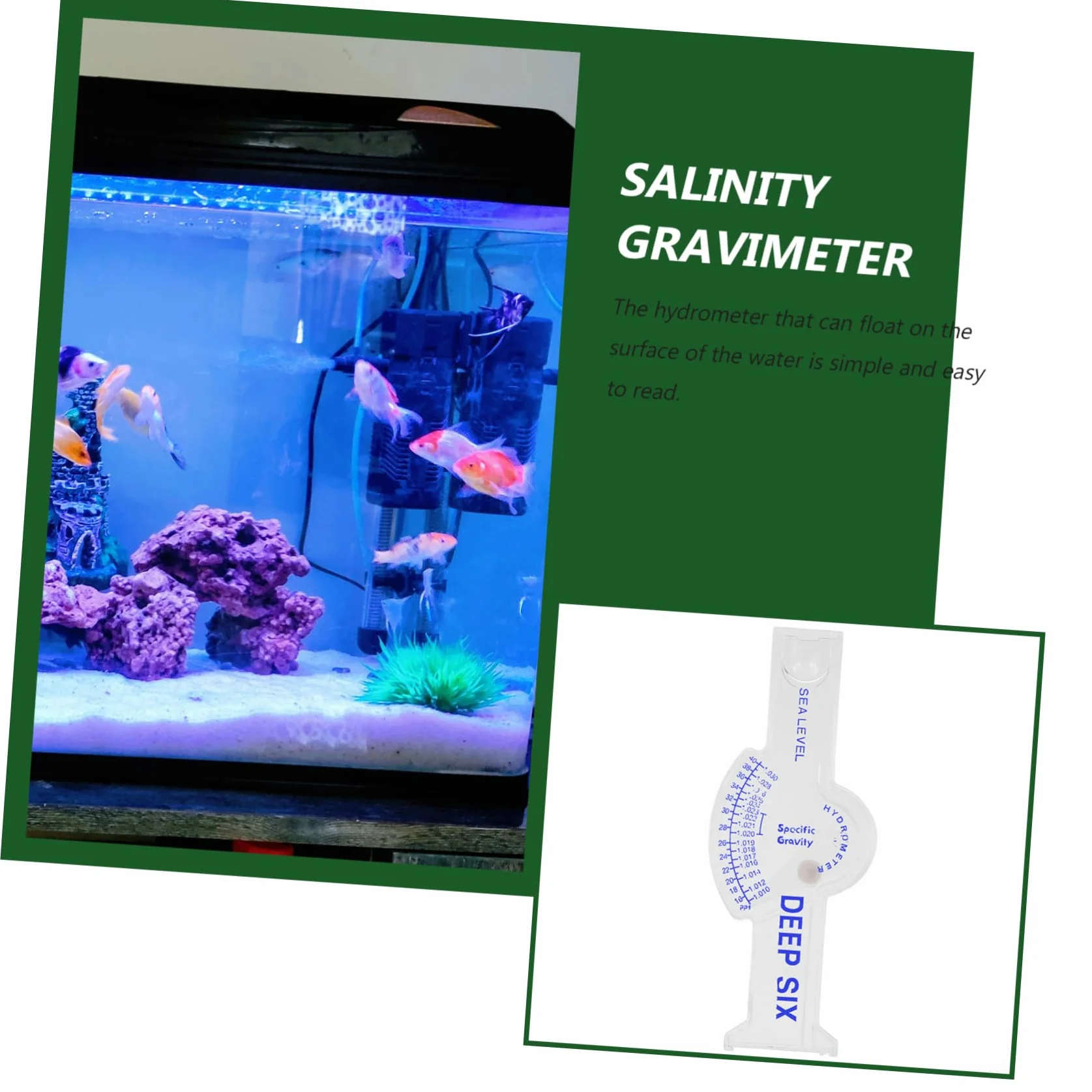 Minkissy Hydromètre pour Aquarium Testeur de Sel Salinomètre 15 Cm
