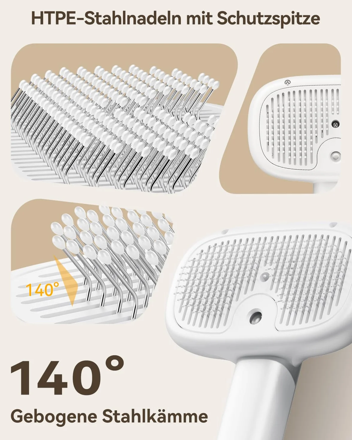 ROJECO Brosse pour chat vapeur 3 en 1 anti-sous-poils nœuds auto-nettoyage 3 modes pulvérisation poils longs courts chiens