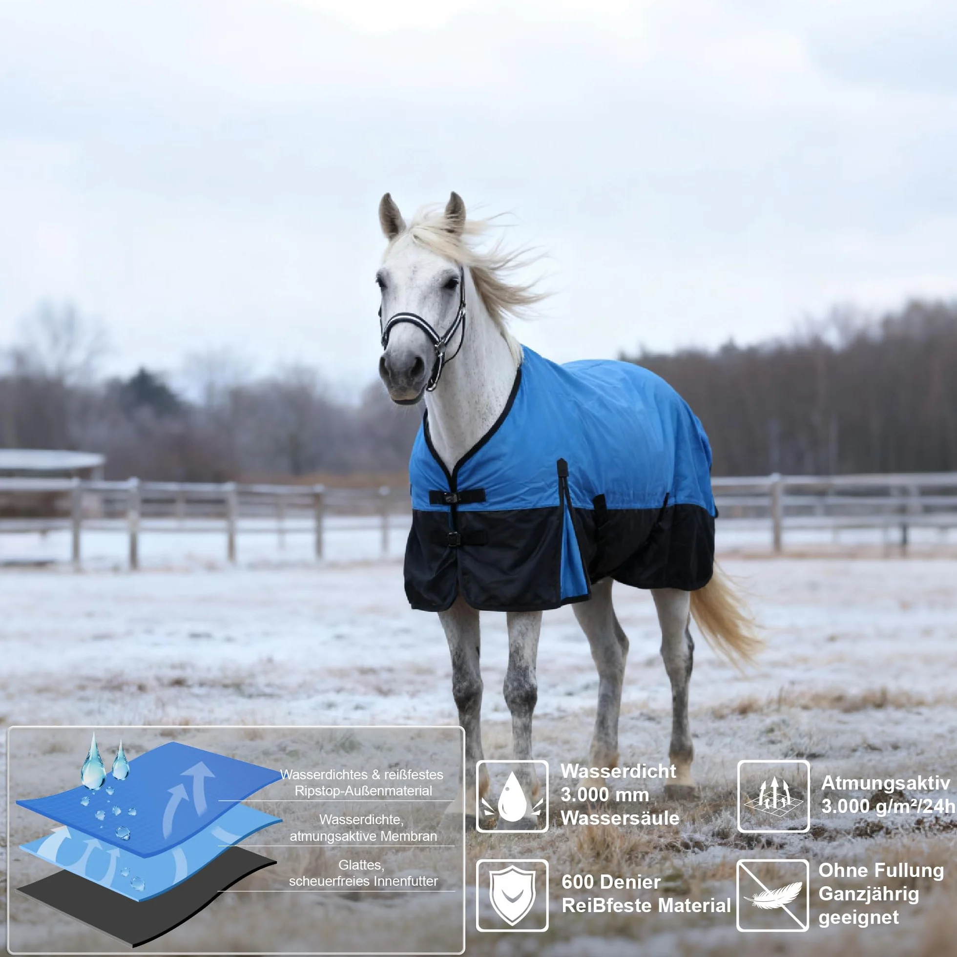 Couverture de pluie pour cheval résistante imperméable respirante sans rembourrage légère confortable