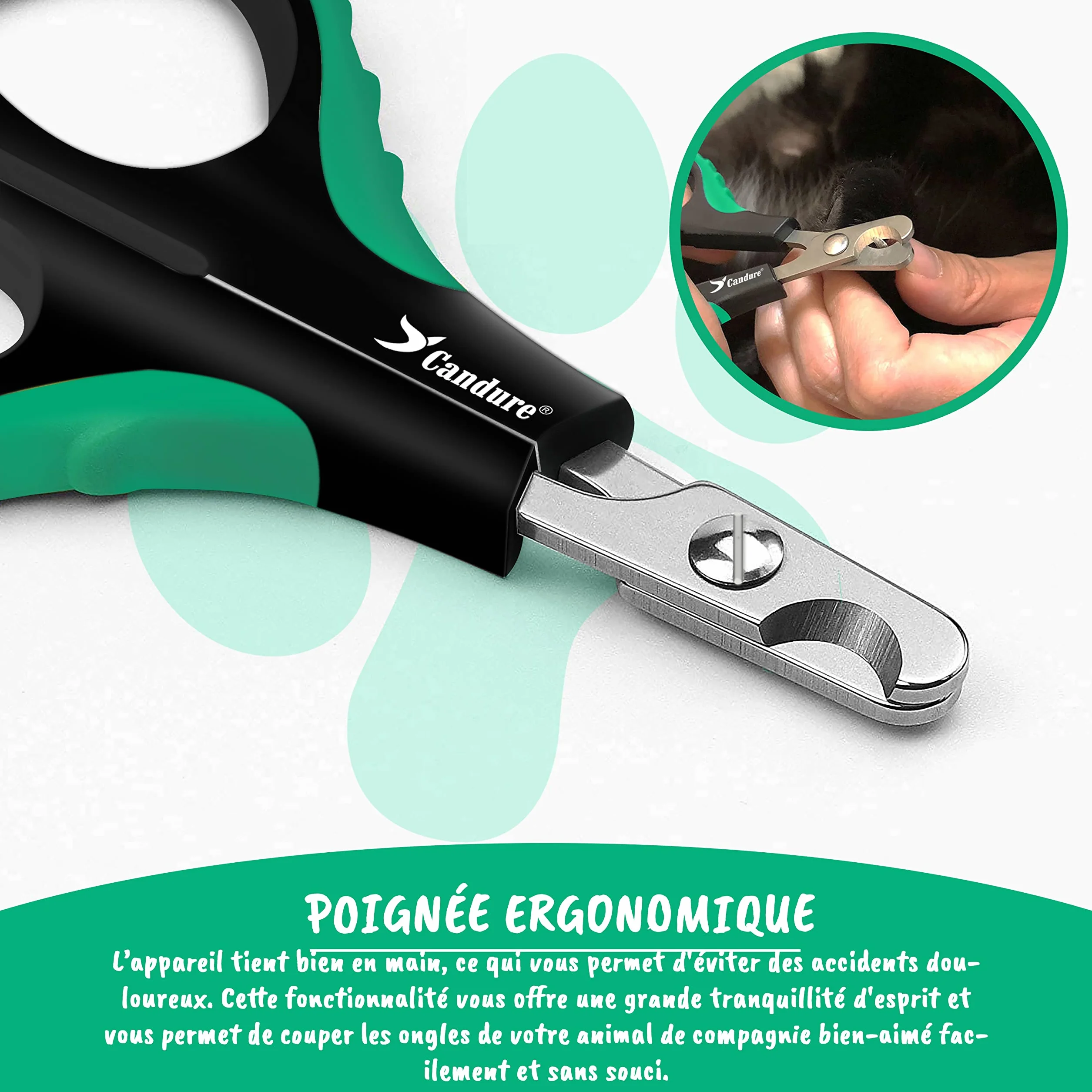 Candure Coupe-Ongles Ciseaux Professionnels pour Animaux de Compagnie Chats Chiens Lapins