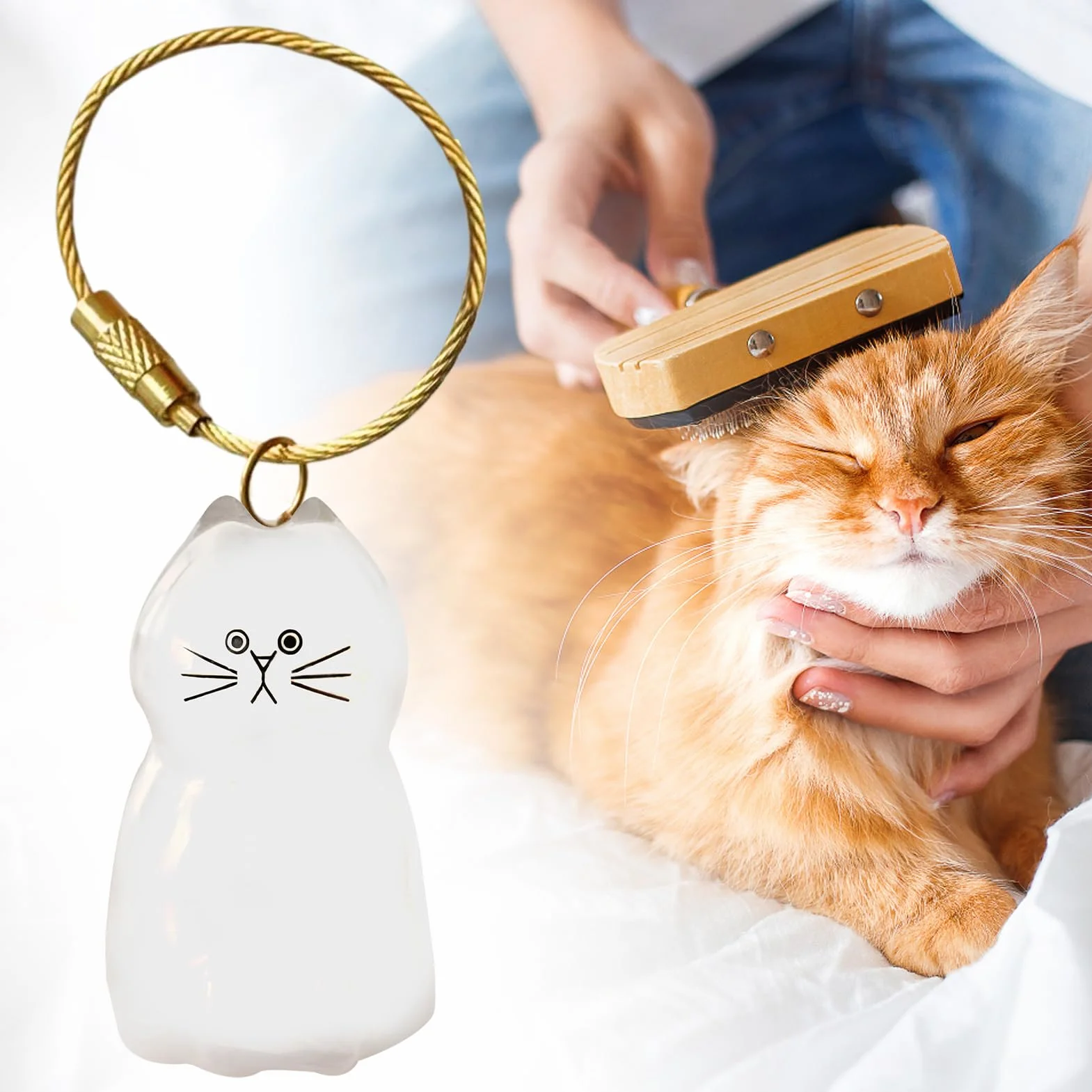 Bouteille de rangement poils chat porte-clés récupération poils chien transparent portable
