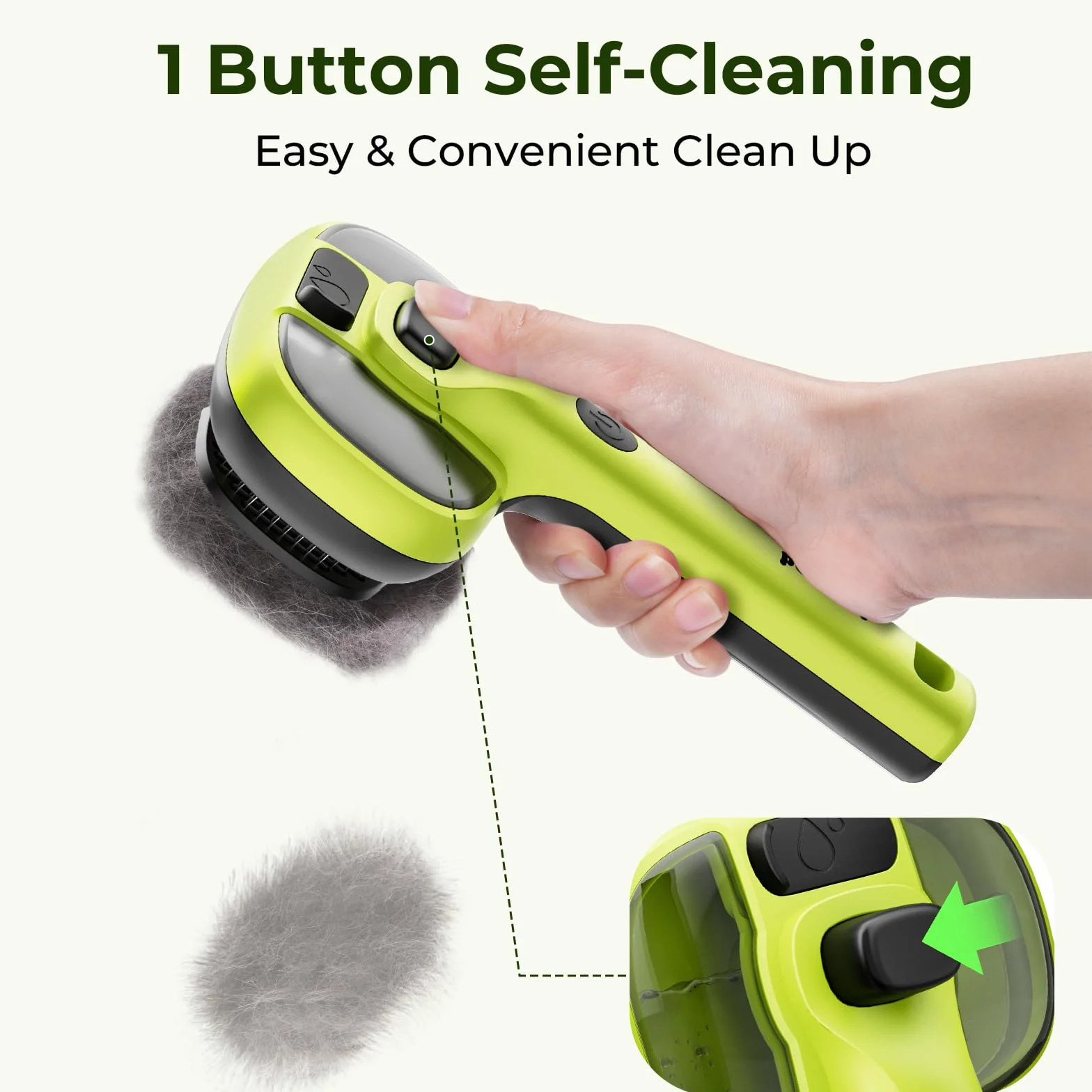 Pecute Brosse Autonettoyante Chat Chien Vapeur 2 Modes Pulvérisation Antistatique Vert