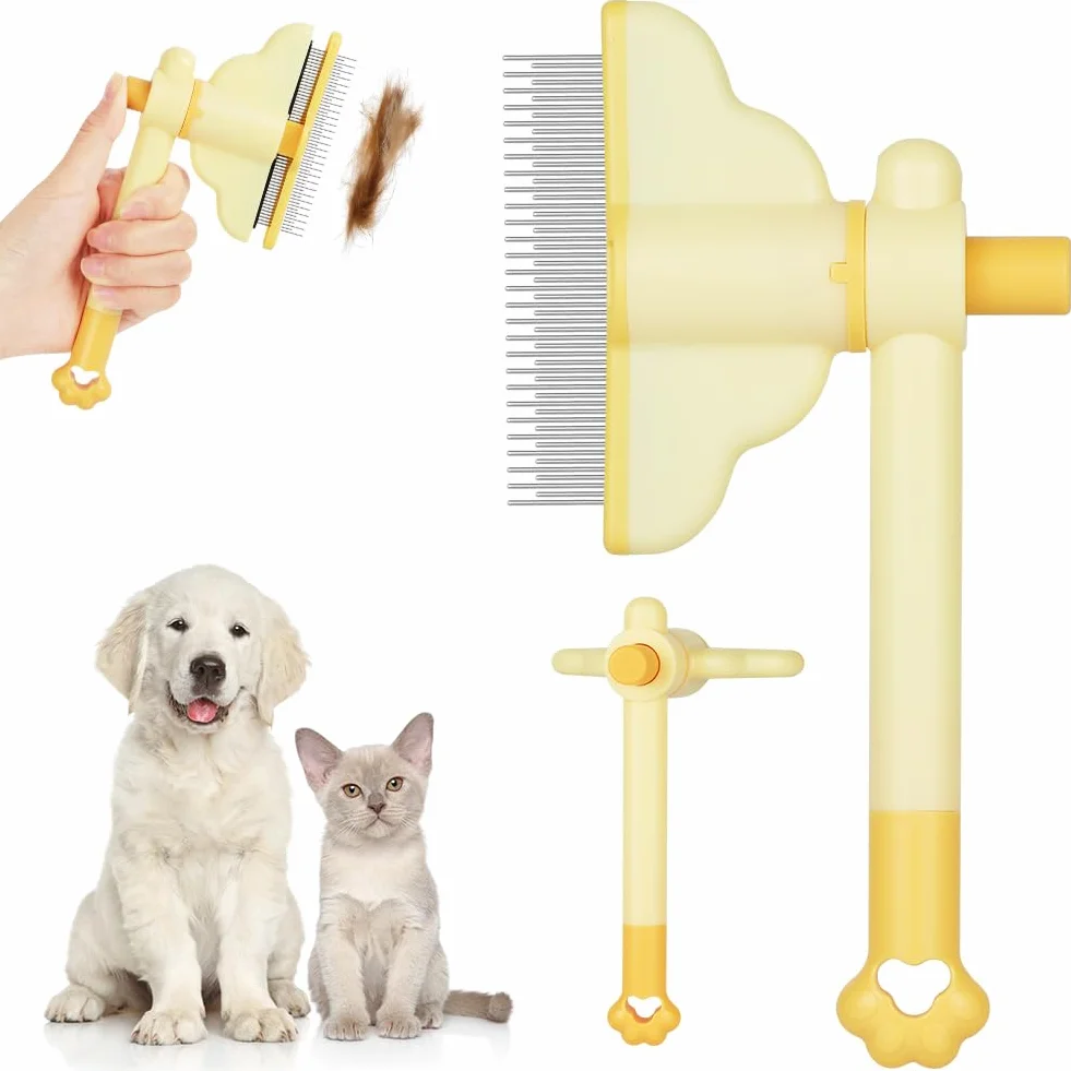 OFFCUP Peigne Autonettoyant pour Chats Conception Rotative Bouton Libération Poils Morts