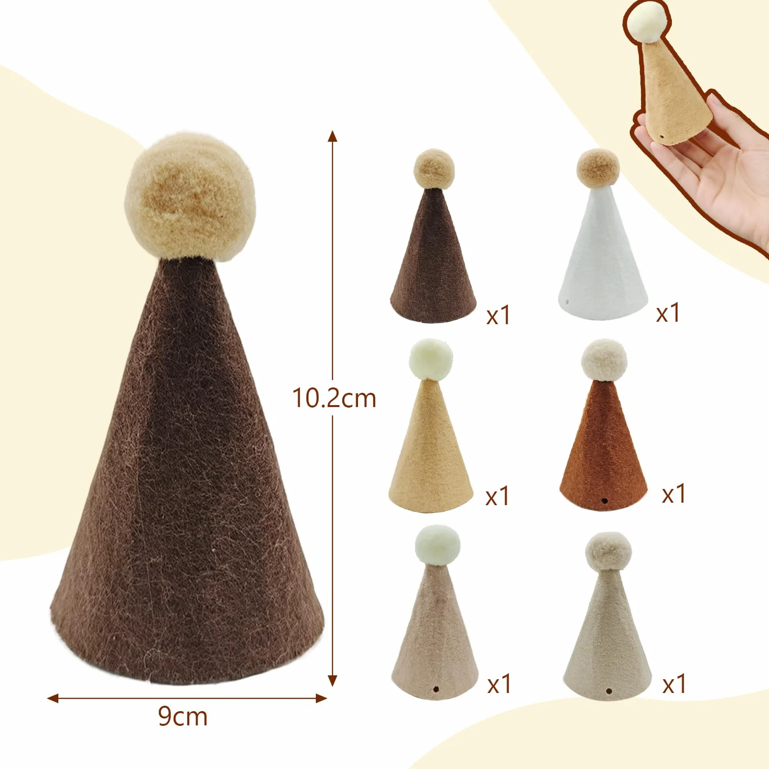 Yootiko Lot de 6 mini chapeaux de fête pour animaux de compagnie et animaux en peluche, chapeaux d'anniversaire en feutre pour chiens, chats, lapins et doudous, mignonnes décorations de fête animale