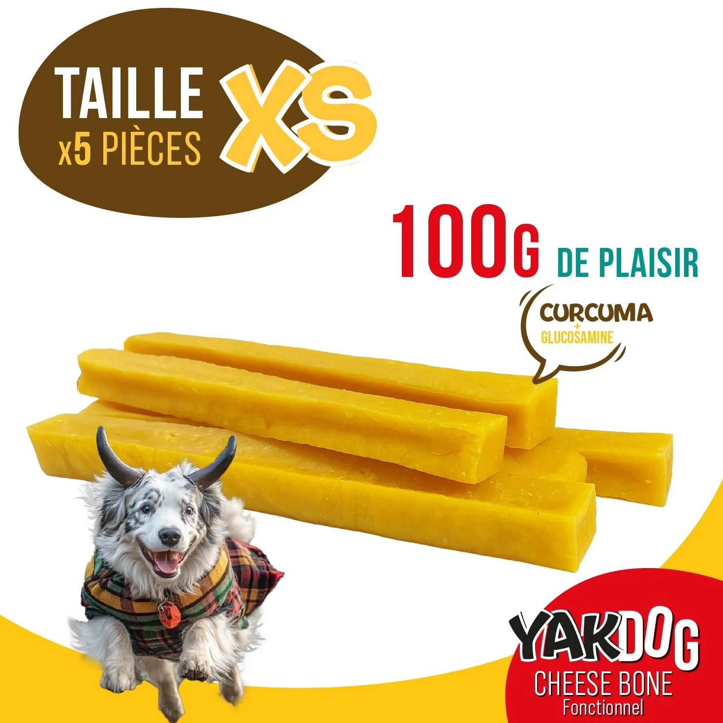 SANTÉ+ Bâtonnets Fromage Chien Curcuma Anti-Inflammatoire Articulations & Cartilage sans Gluten Riche en Calcium Protéines Friandise Longue Durée 100% Naturel Belgique XS
