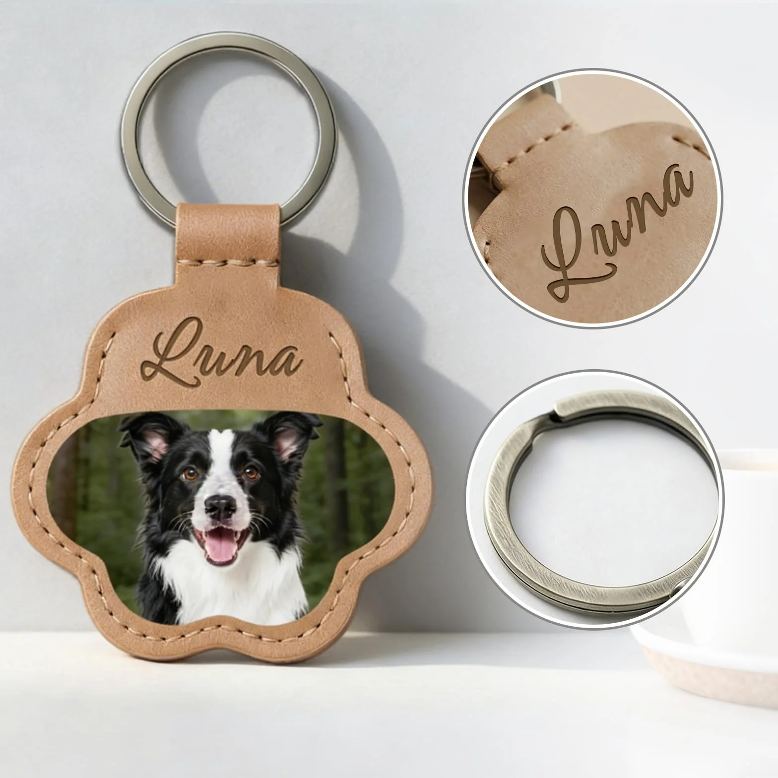 Porte-Clés Photo Personnalisé Souvenir Poils Chien Hommage Animaux