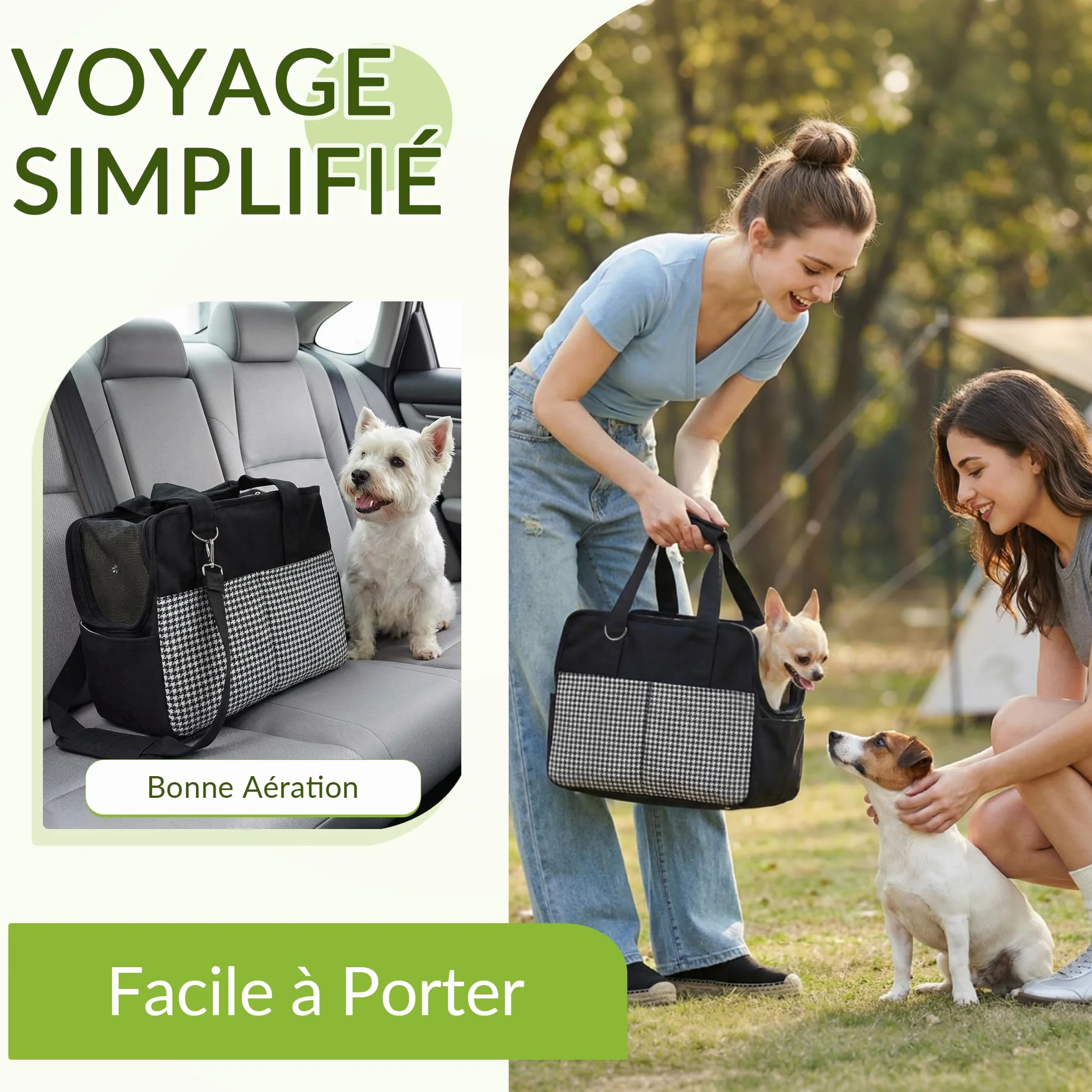ALLSOPETS Sac de Transport pour Petit Chien et Chat, Sac Bandoulière Pliable avec Poches, Laisse de Sécurité et Coussin Amovible (Beige)