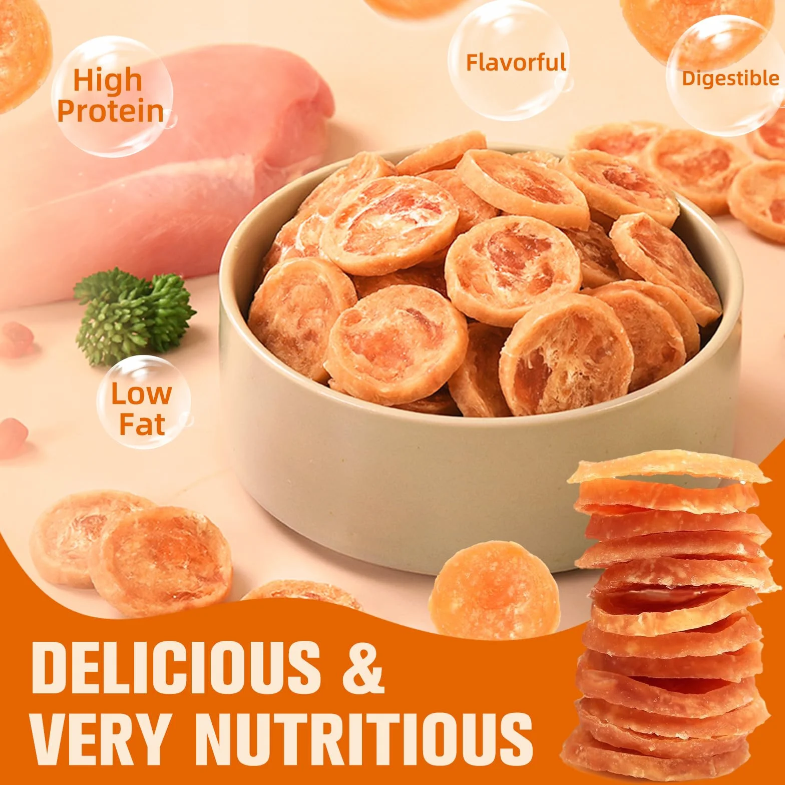 Chips croustillantes de Poulet pour Chiens 70g - Friandises Premium Naturelles, Forte teneur en Viande fraîche, Faible en Graisse, Haute en protéines, idéales pour entraînement & récompenses