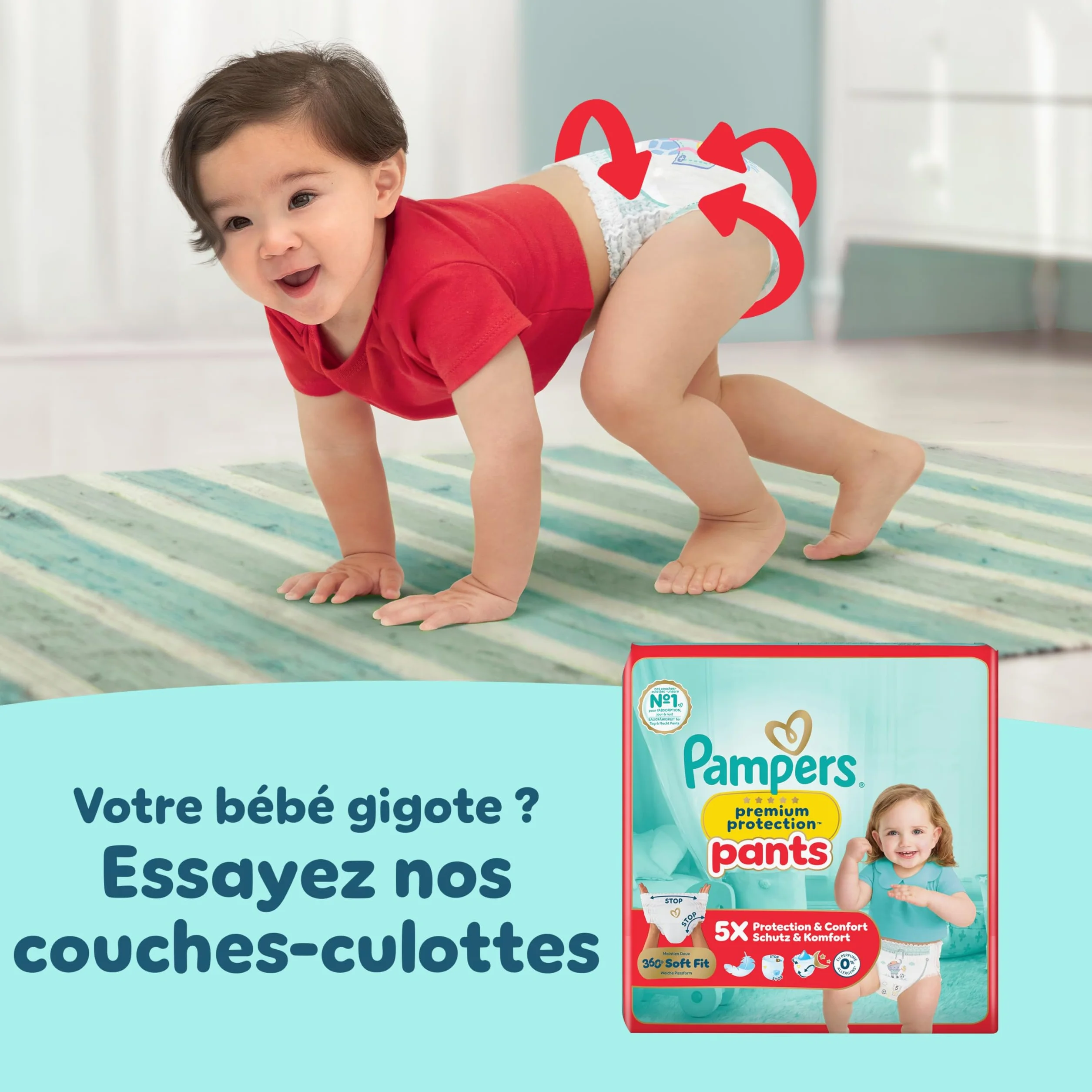 Pampers Premium Protection Taille 4 186 Couches 9kg-14kg Family Pack