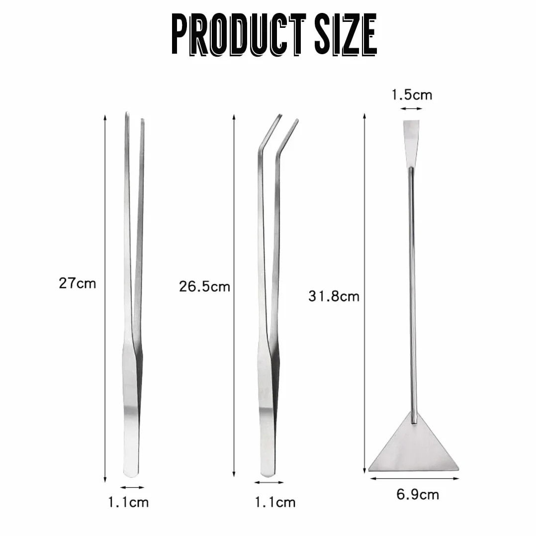 Aquarium Aquascaping Kit 3 Pièces Acier Inoxydable Pinces Pelle Outils Entretien