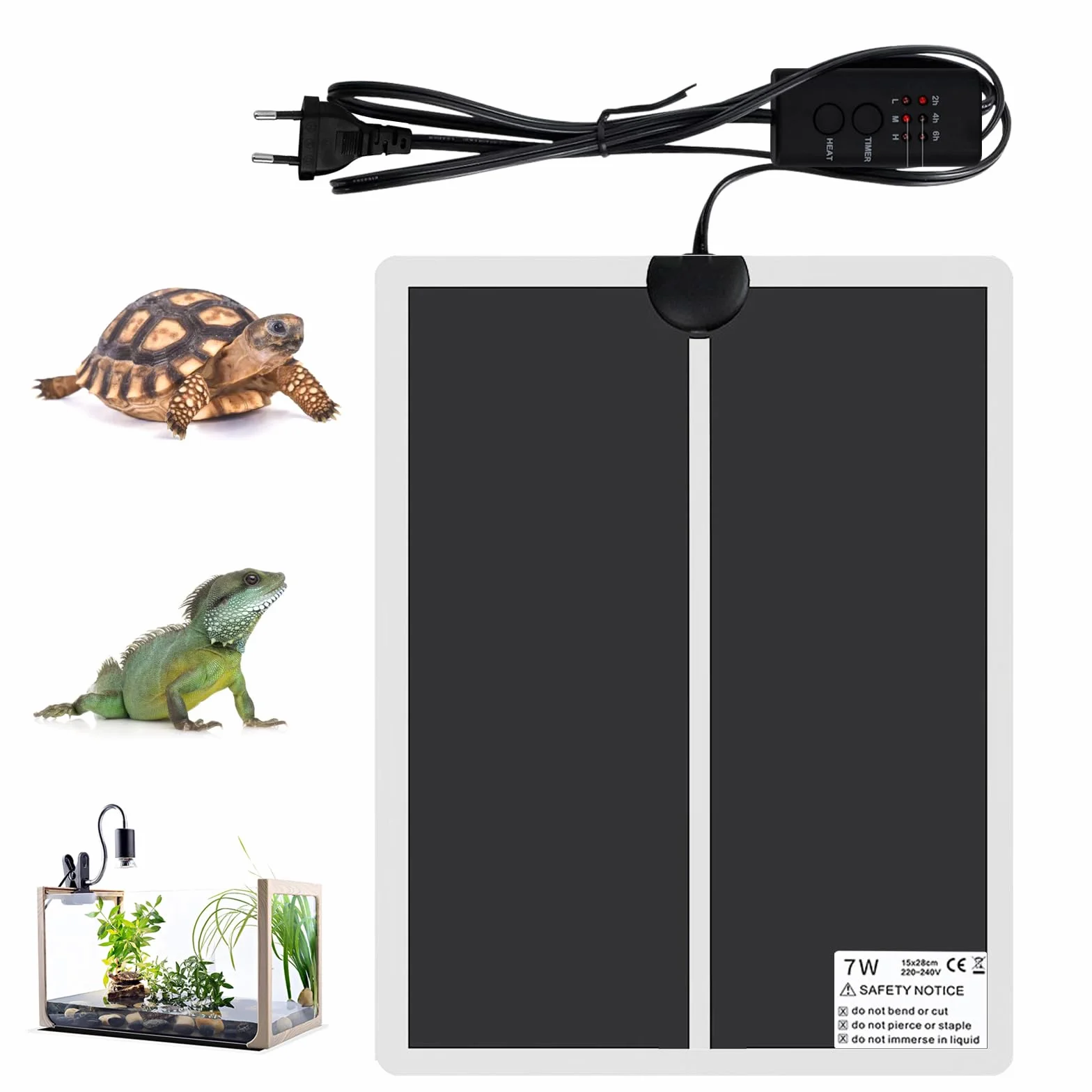 Tapis Chauffant pour Reptiles et Amphibiens 28x15cm 7W étanche