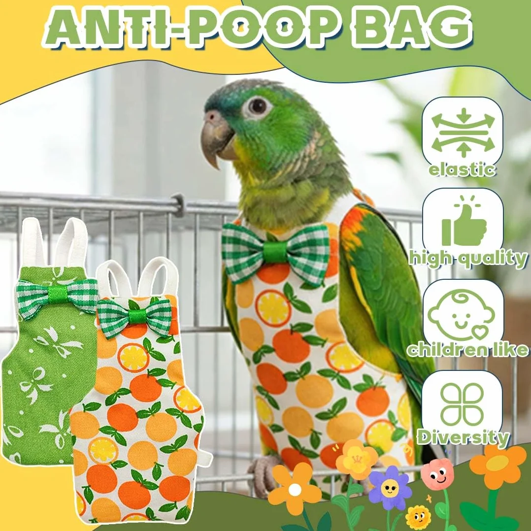Couches pour Oiseaux, Couches de Perroquet réutilisables lavables, Motif Arc et Orange, pour Perruche, Mini Ara, Canari
