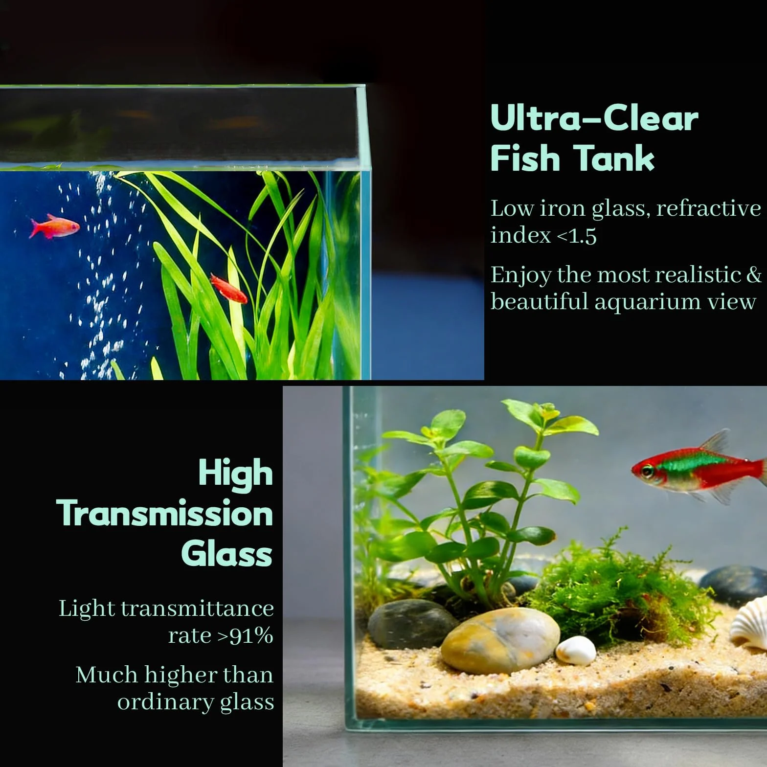LAQUAL 3.8L Aquarium Set mit Fischnetz Wasserwechsel-Schlauch & Reinigungstüchern