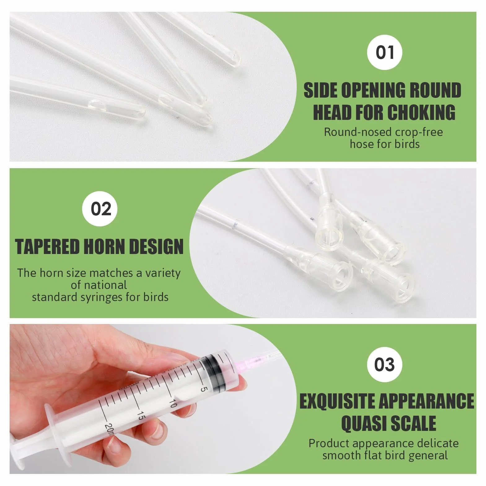 Sondes d'alimentation pour Oisillons, Seringue 20 ML, Alimentation Tortue, Colombe, Perruches