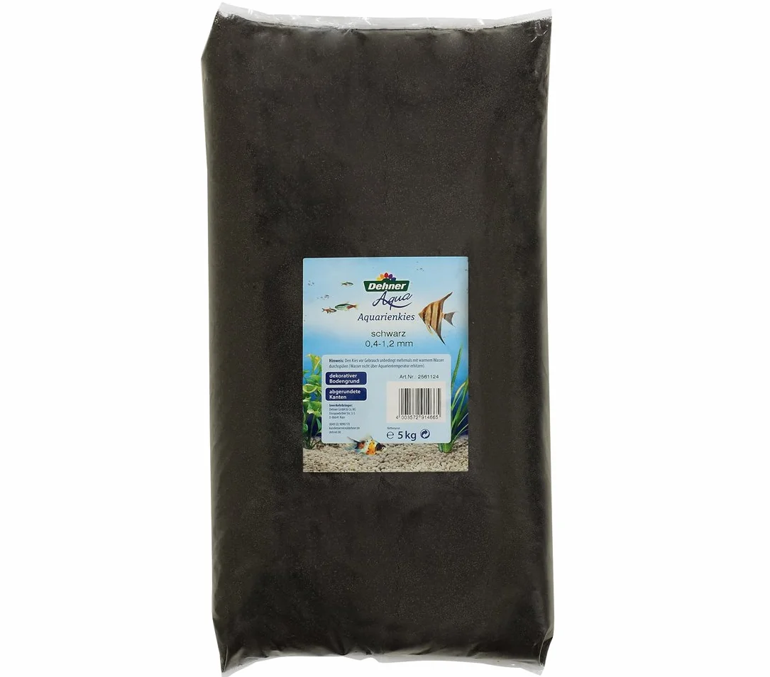 Sable d'Aquarium Noir Décoratif Grain Fin eau Douce