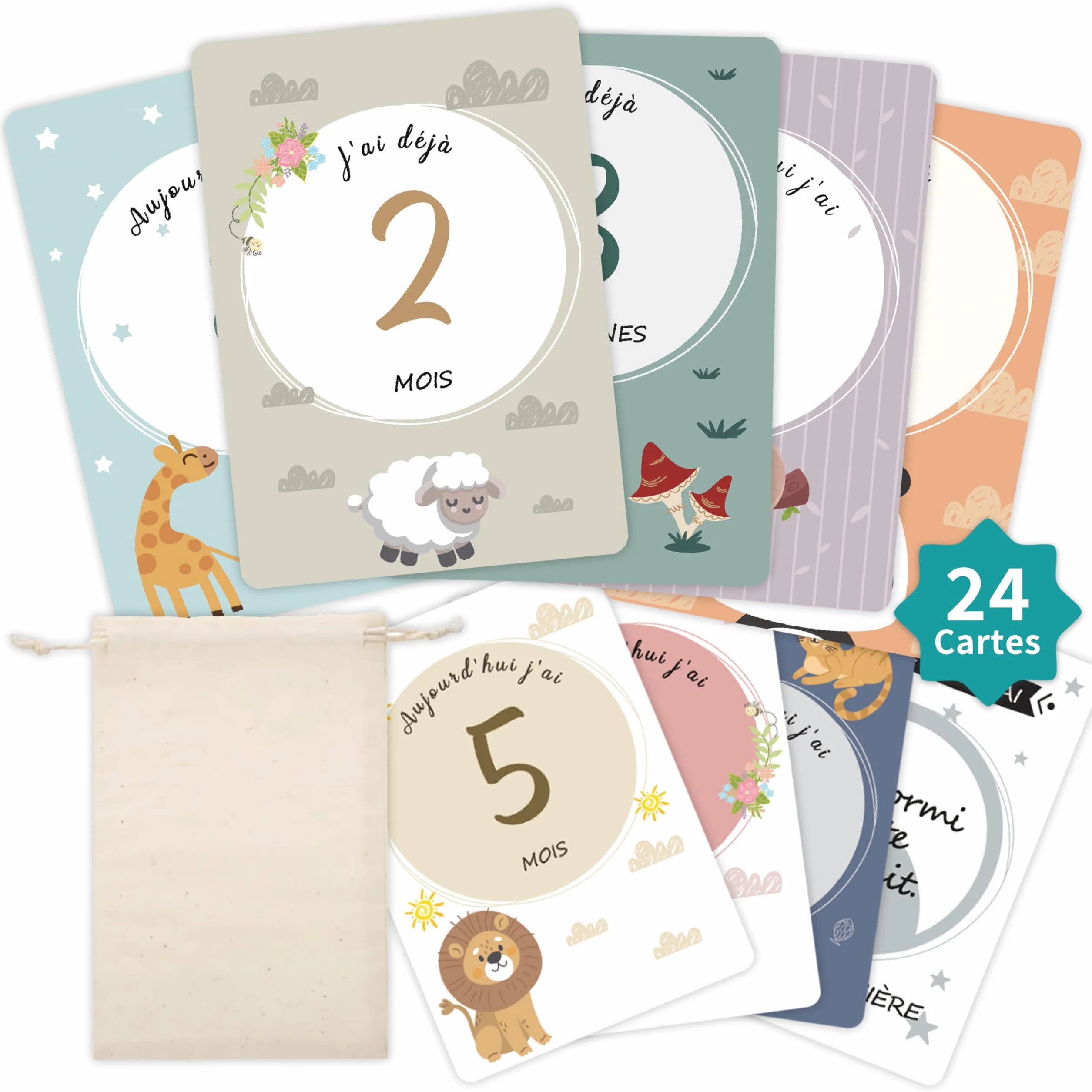 Jeu de cartes développement bébé 24 cartes étapes naissance à 1 an garçons filles
