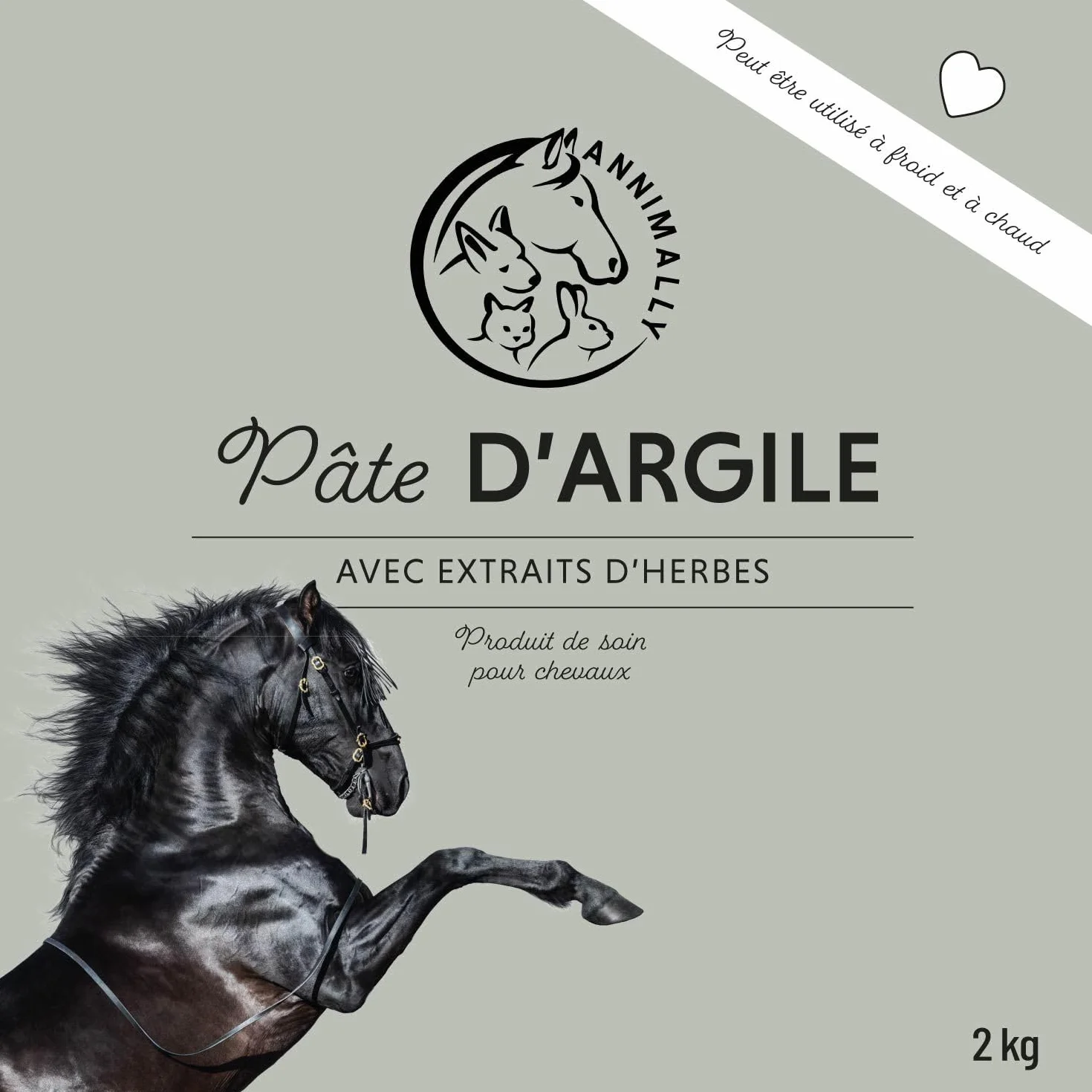Argile pour Chevaux 2 kg - Pâte d'argile avec extraits de Plantes pour détente et soulagement des Muscles