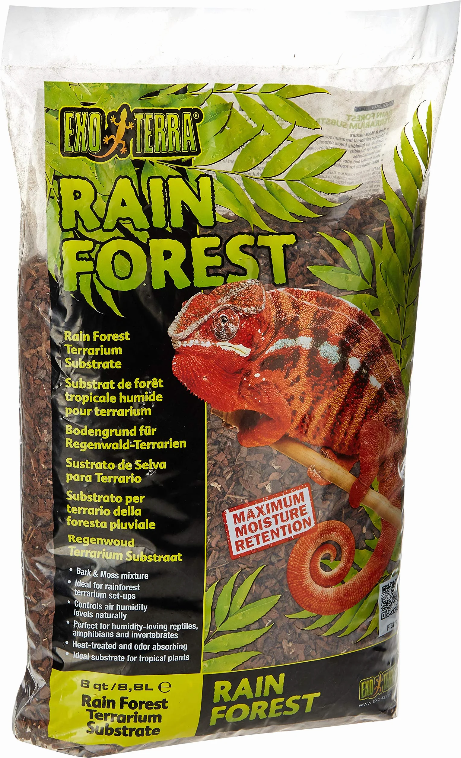 Exoterra Substrat de Forêt Tropicale Humide pour Terrarium Reptile Amphibien 8,8 L