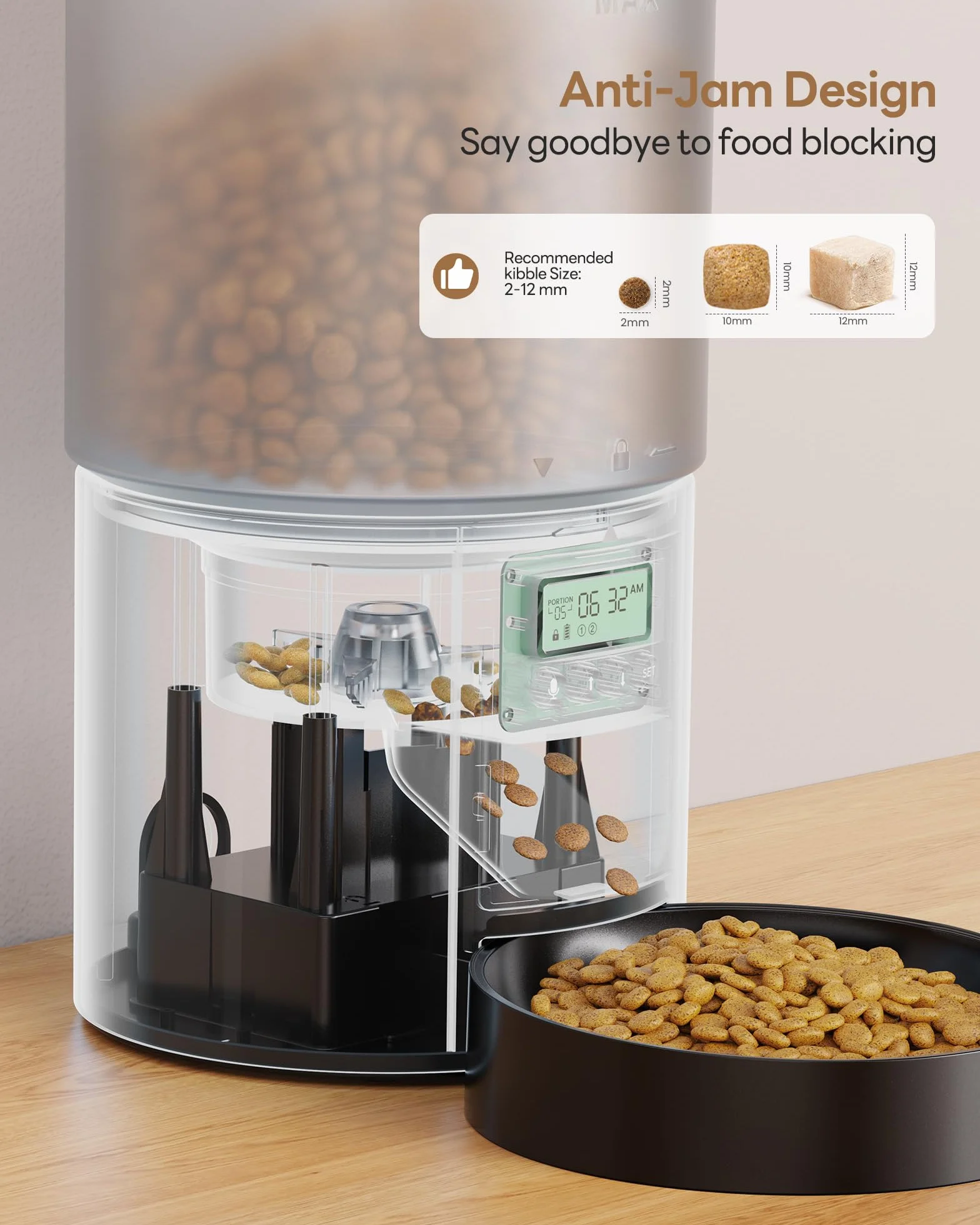 Distributeur Croquettes Chat Automatique avec Minuterie 4L Noir