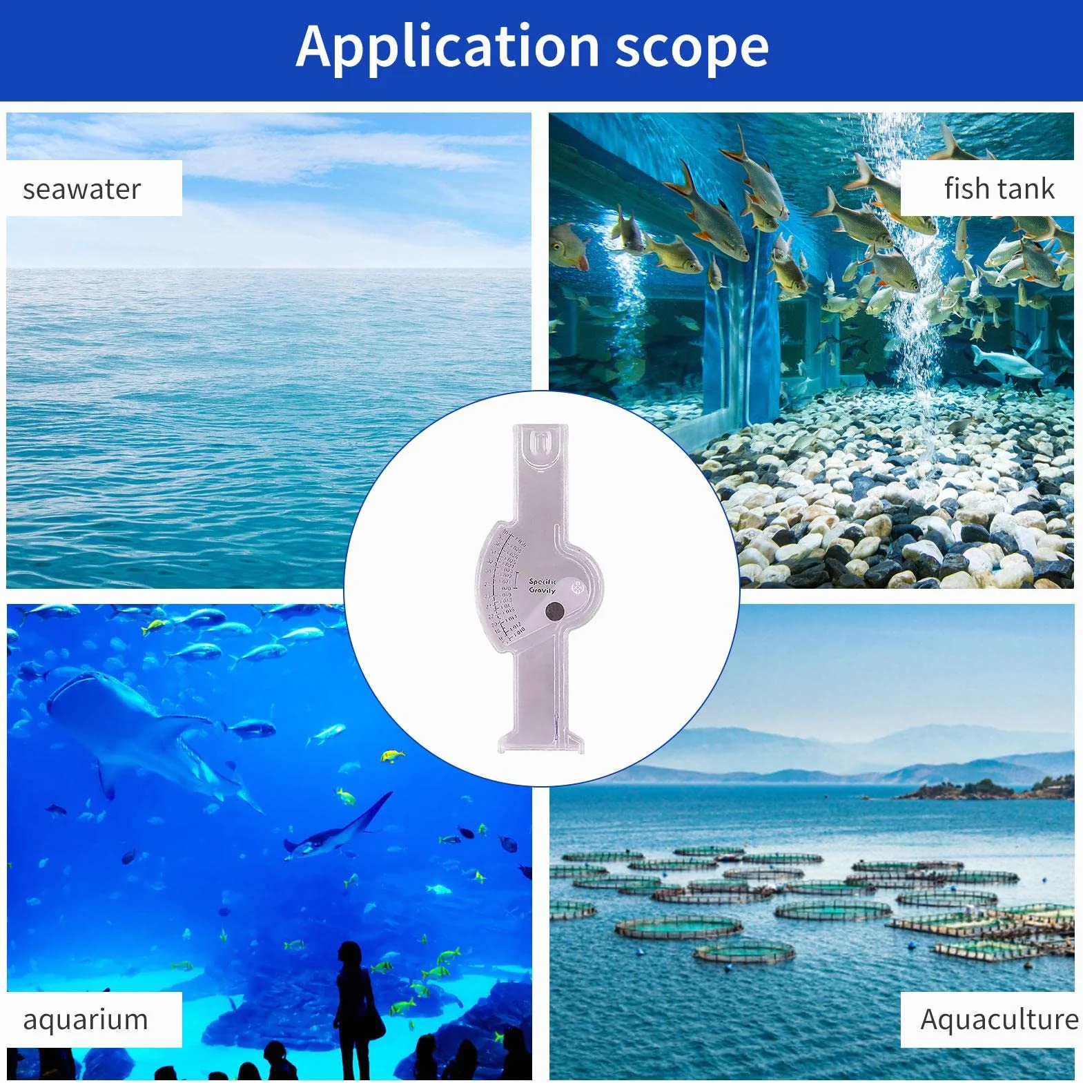 Keptfeet Hydromètre d'eau salée pour Aquarium, Testeur de salinité de mer précis, Densimètre d'eau de mer