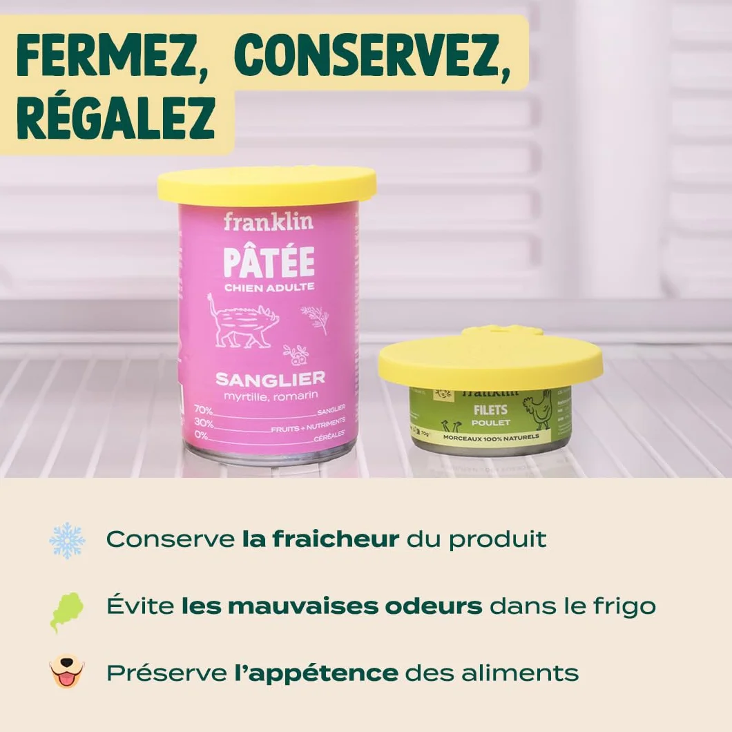 Franklin Couvercle en Silicone pour Boite de Conserves Lot de 3 Universelles Hermétiques