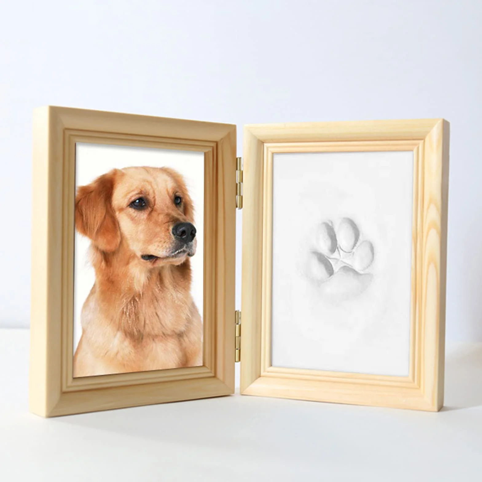 Cadre Photo Empreinte Chien Chat Kit Moulage Impression Animaux 8 x 12 cm Bois