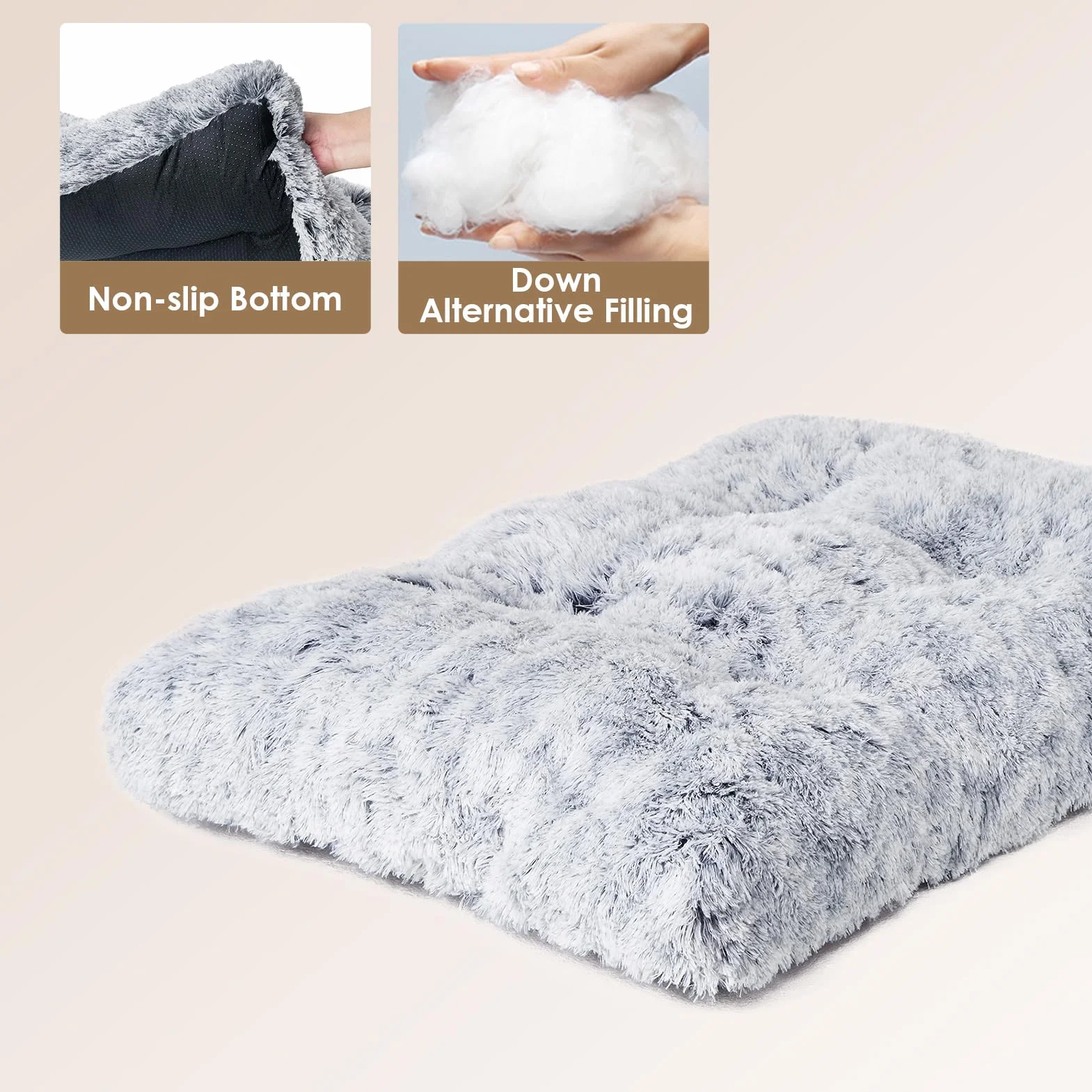 EHEYCIGA Panier Chien Grande Taille XXL 105x70cm Coussin Anti Stress Lavable Antidérapant Lit Moelleux Gris